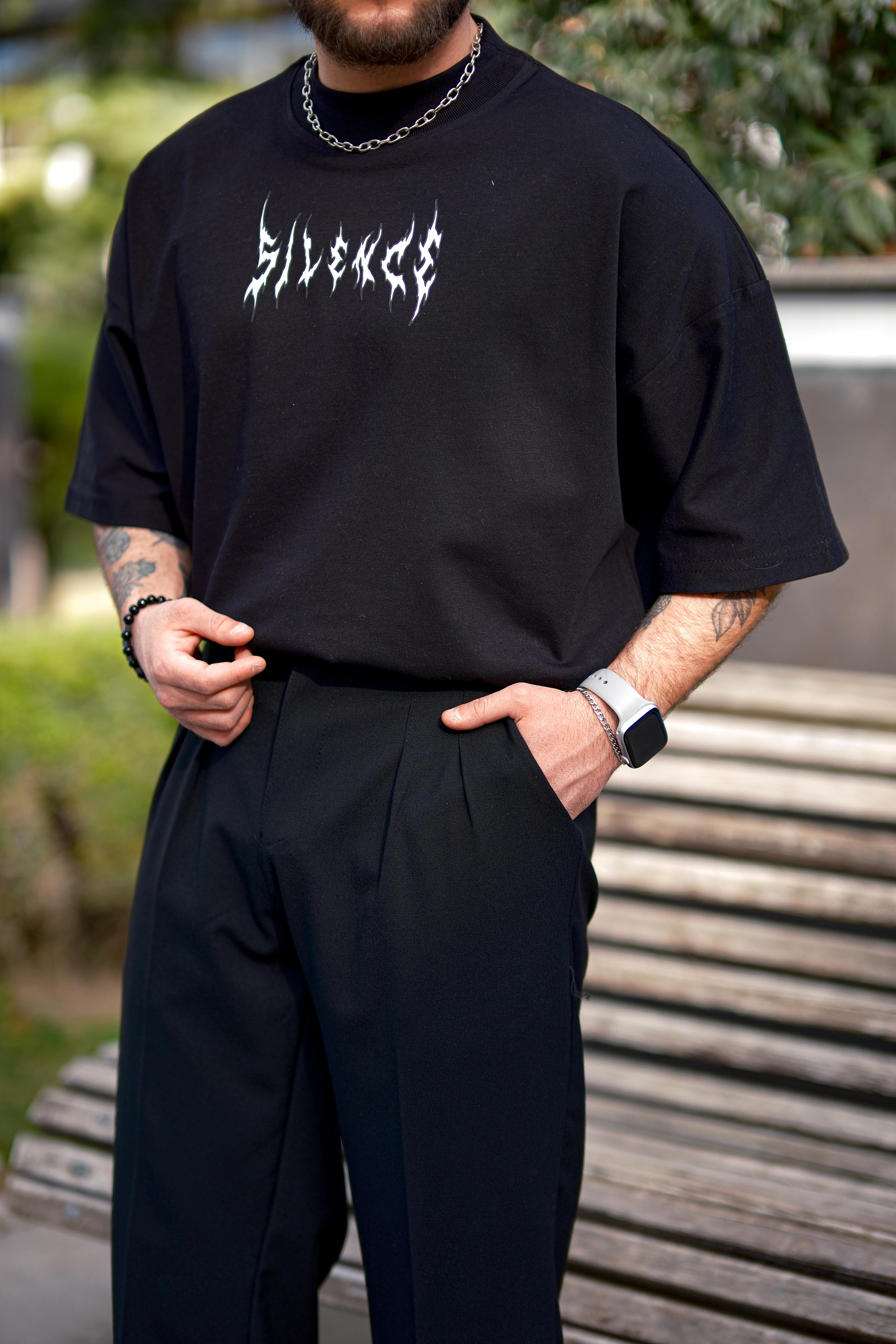 Silence Extra Oversize Siyah Tshirt