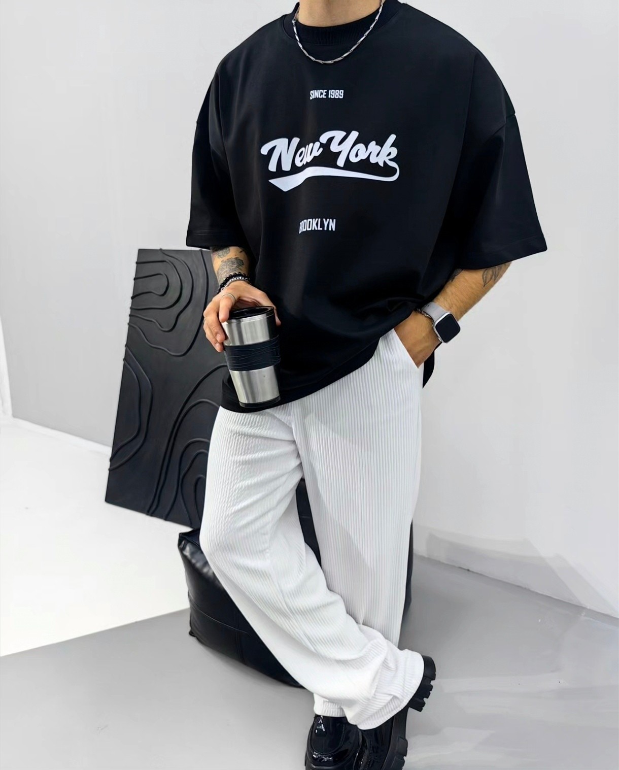 NewYork Extra Oversize SiyahTshirt