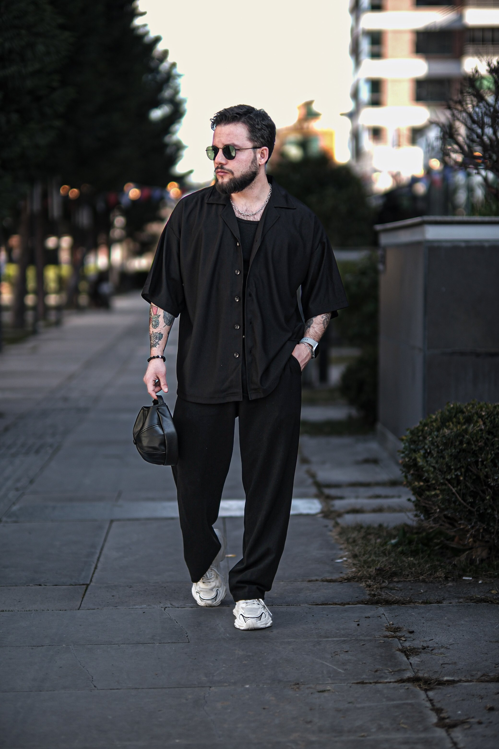 Fitilli Extra Oversize Fitilli Siyah Gömlek