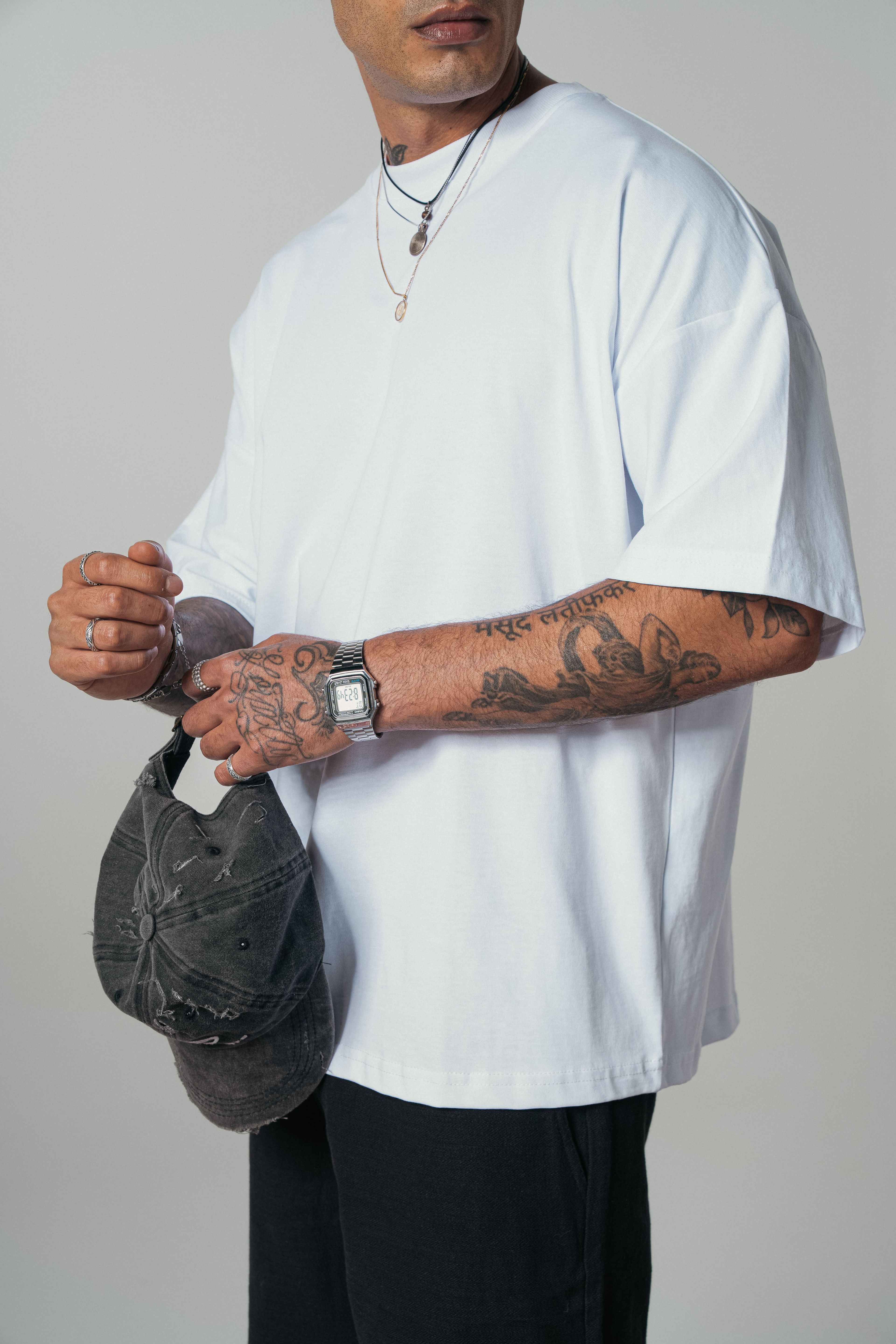 Beyaz Extra Oversize Basic Tshirt