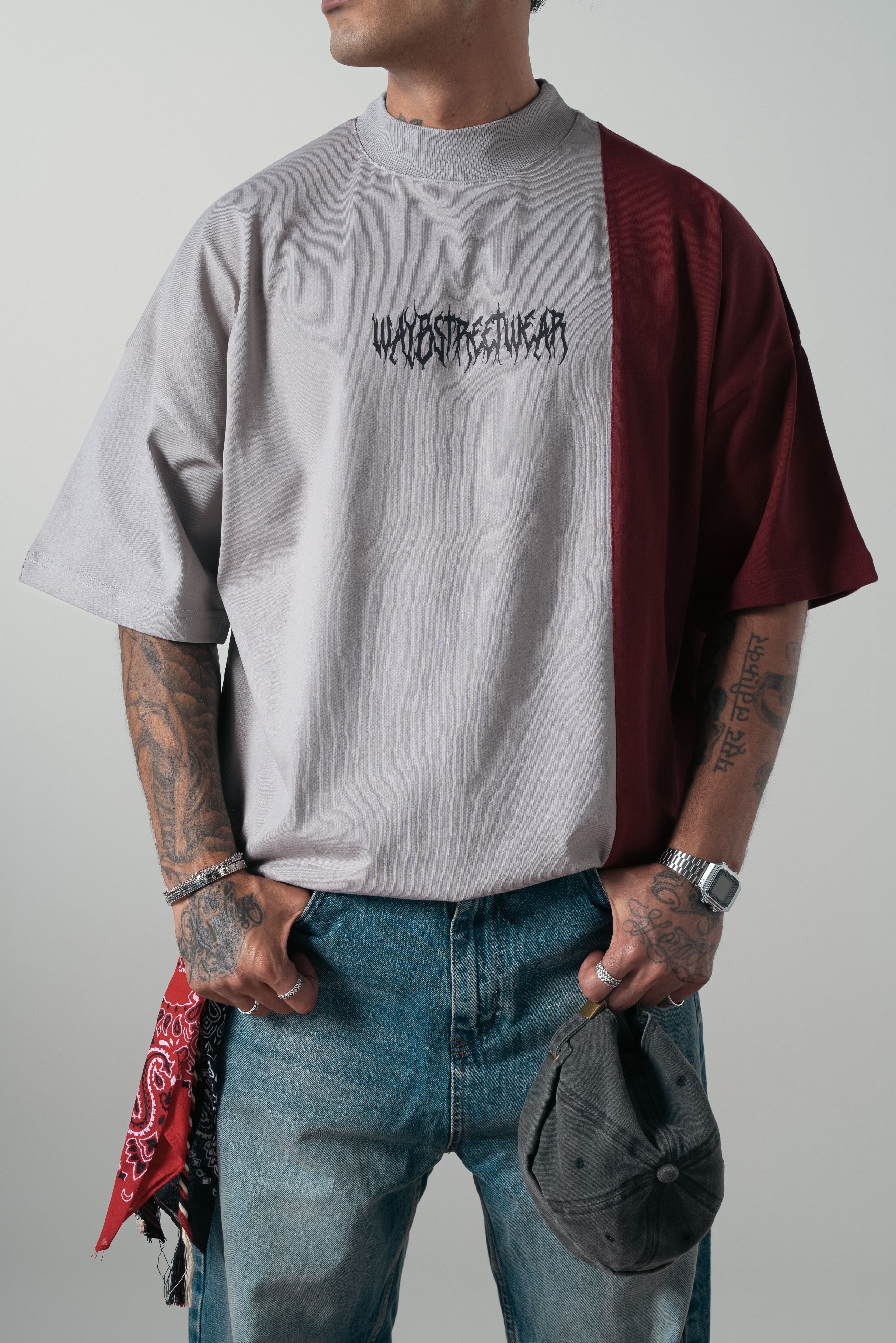 Waybstreetwear Parçalı Extra Oversize Tshirt