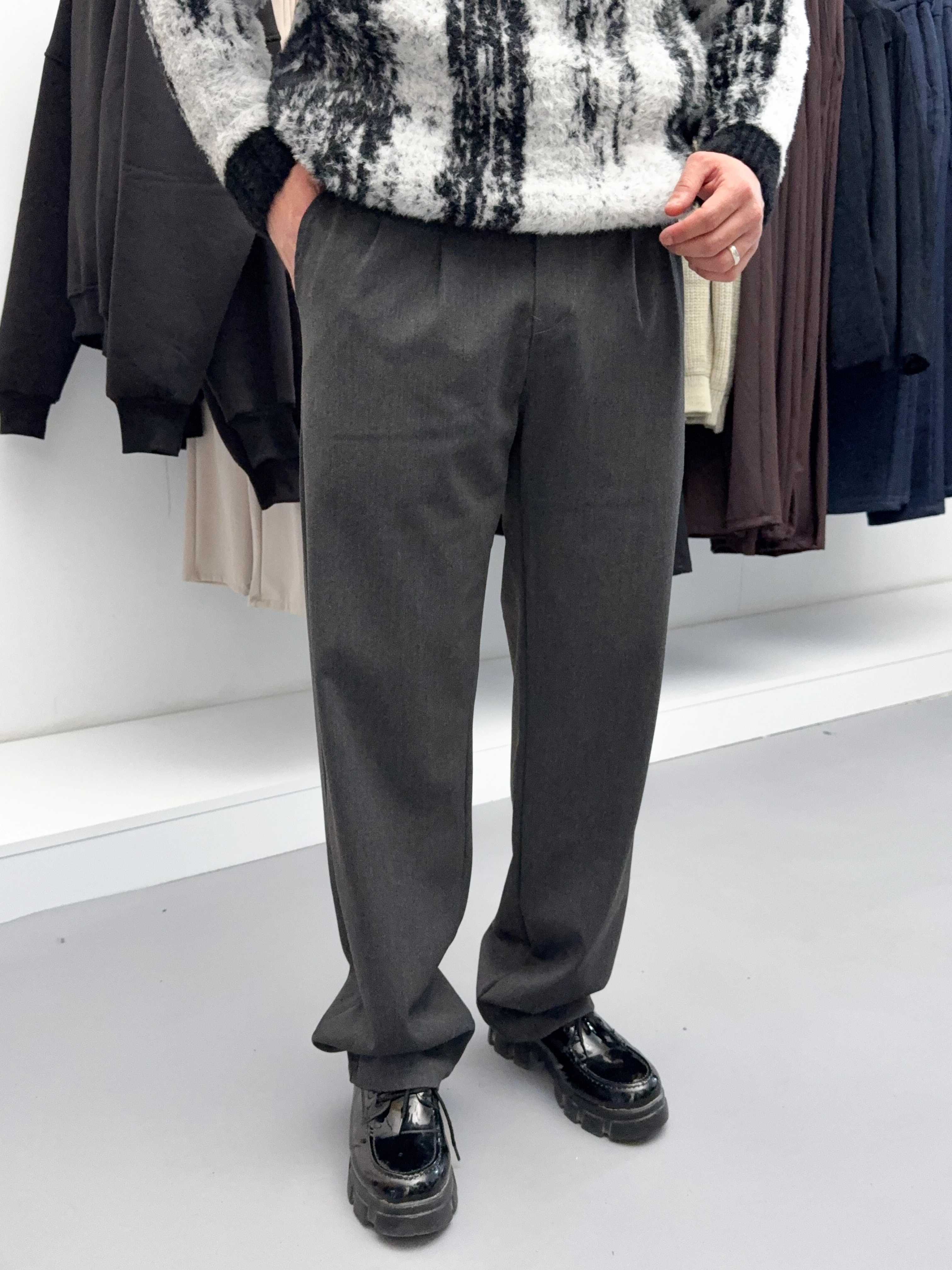 Antrasit Baggy Kumaş Pantolon