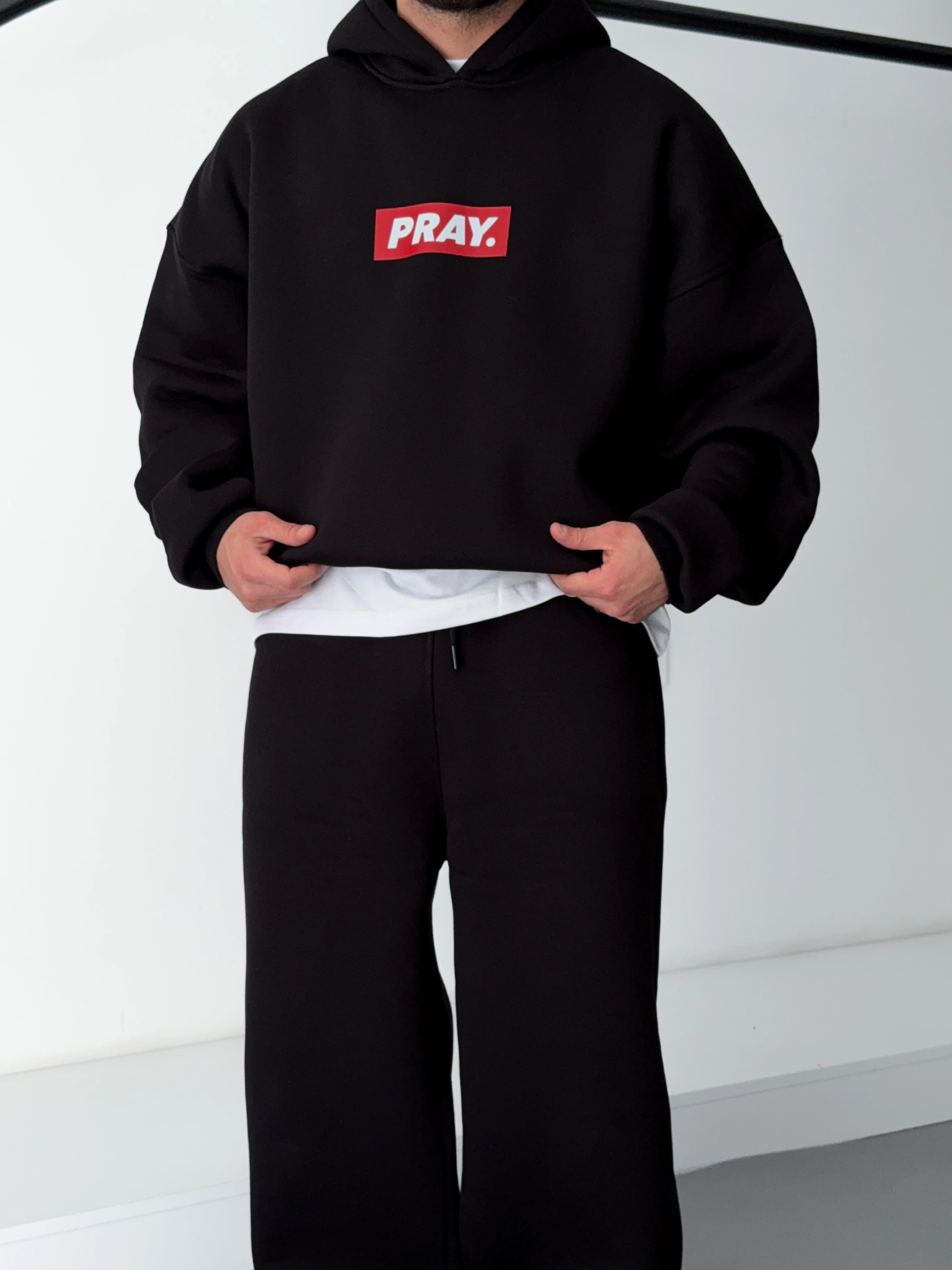 Pray Siyah Extra Oversize Hoodie