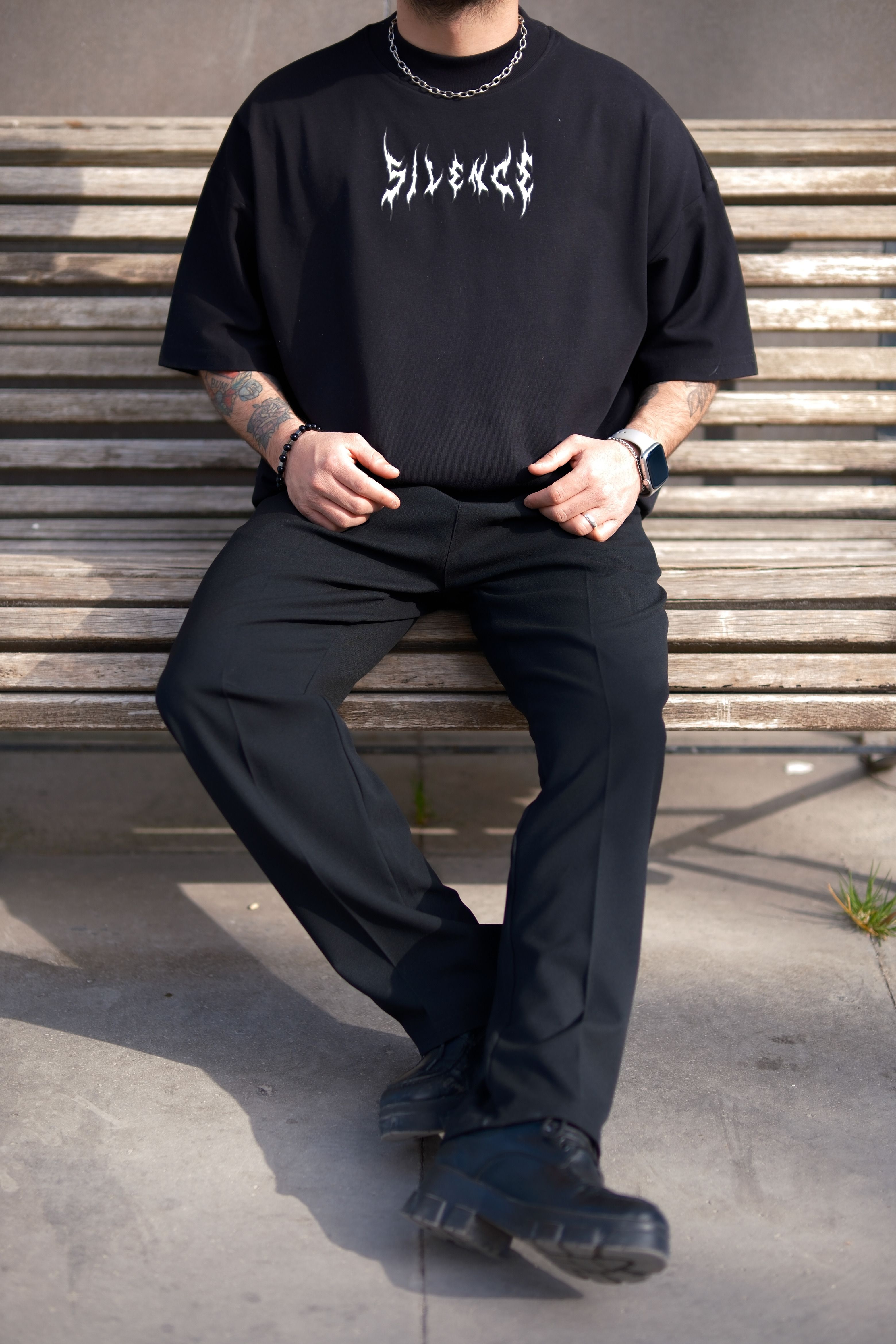 Silence Extra Oversize Siyah Tshirt