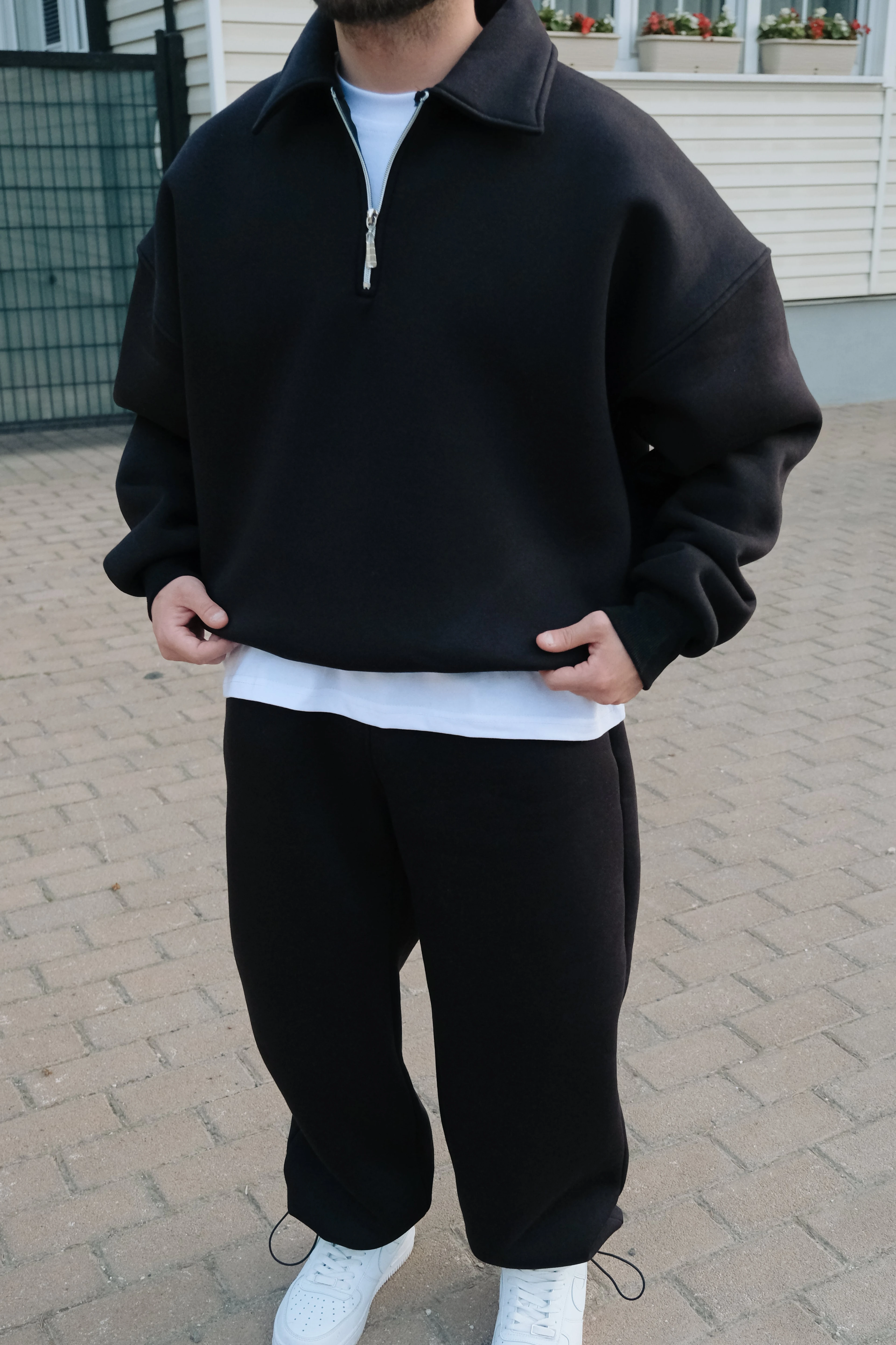 Bomber Yarım Fermuarlı Oversize Sweatshirt 