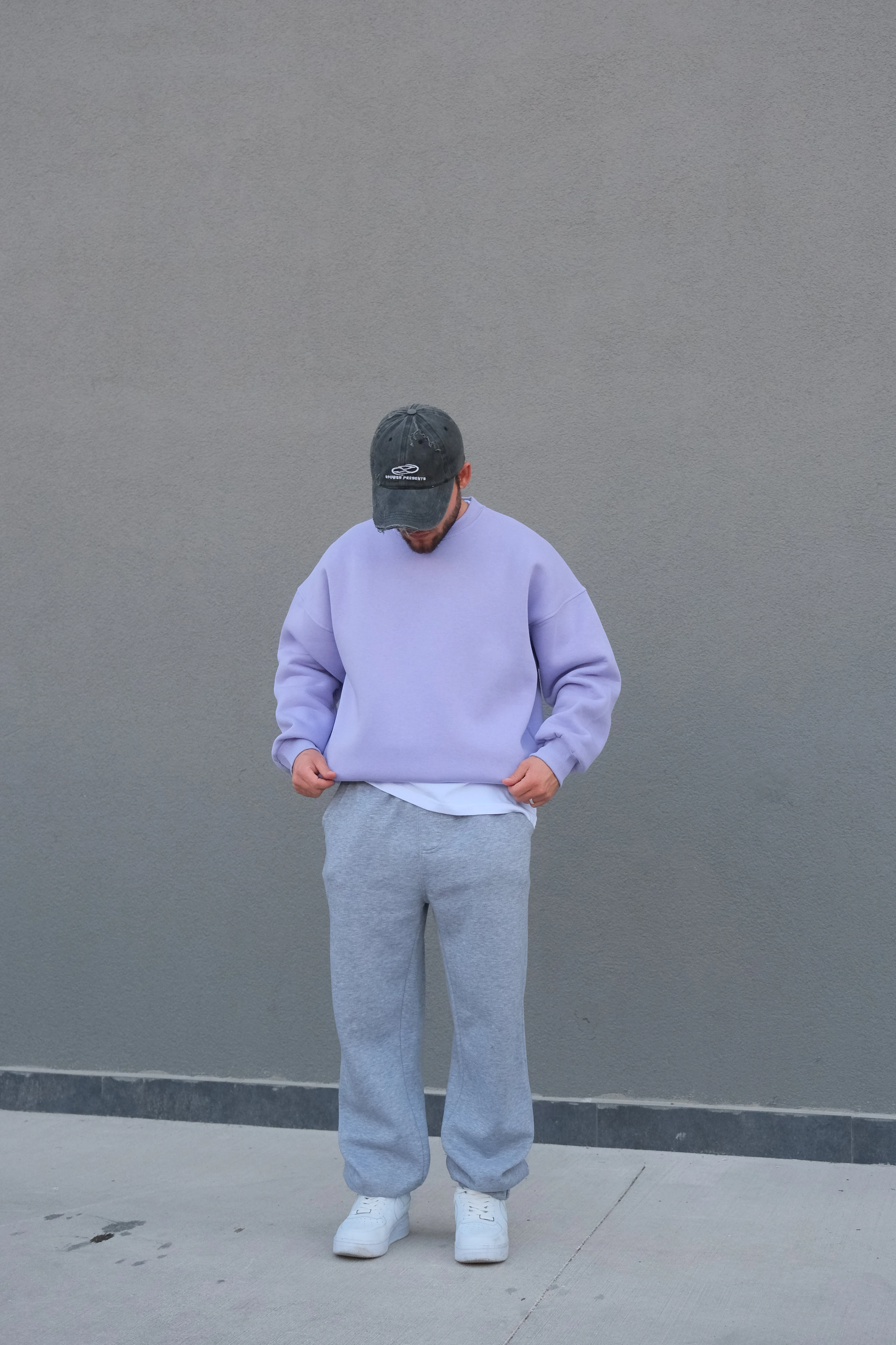 Lila Extra Oversize Basic Sweatshirt (Premium Ürün) 