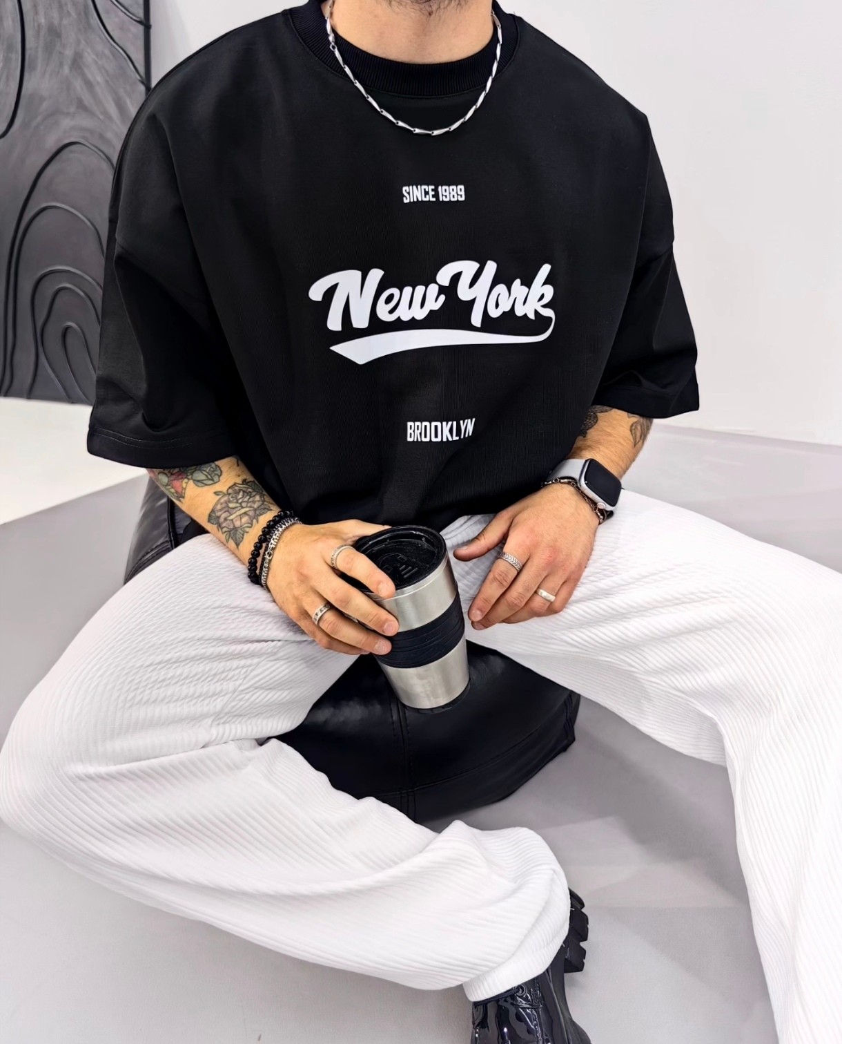 NewYork Extra Oversize SiyahTshirt