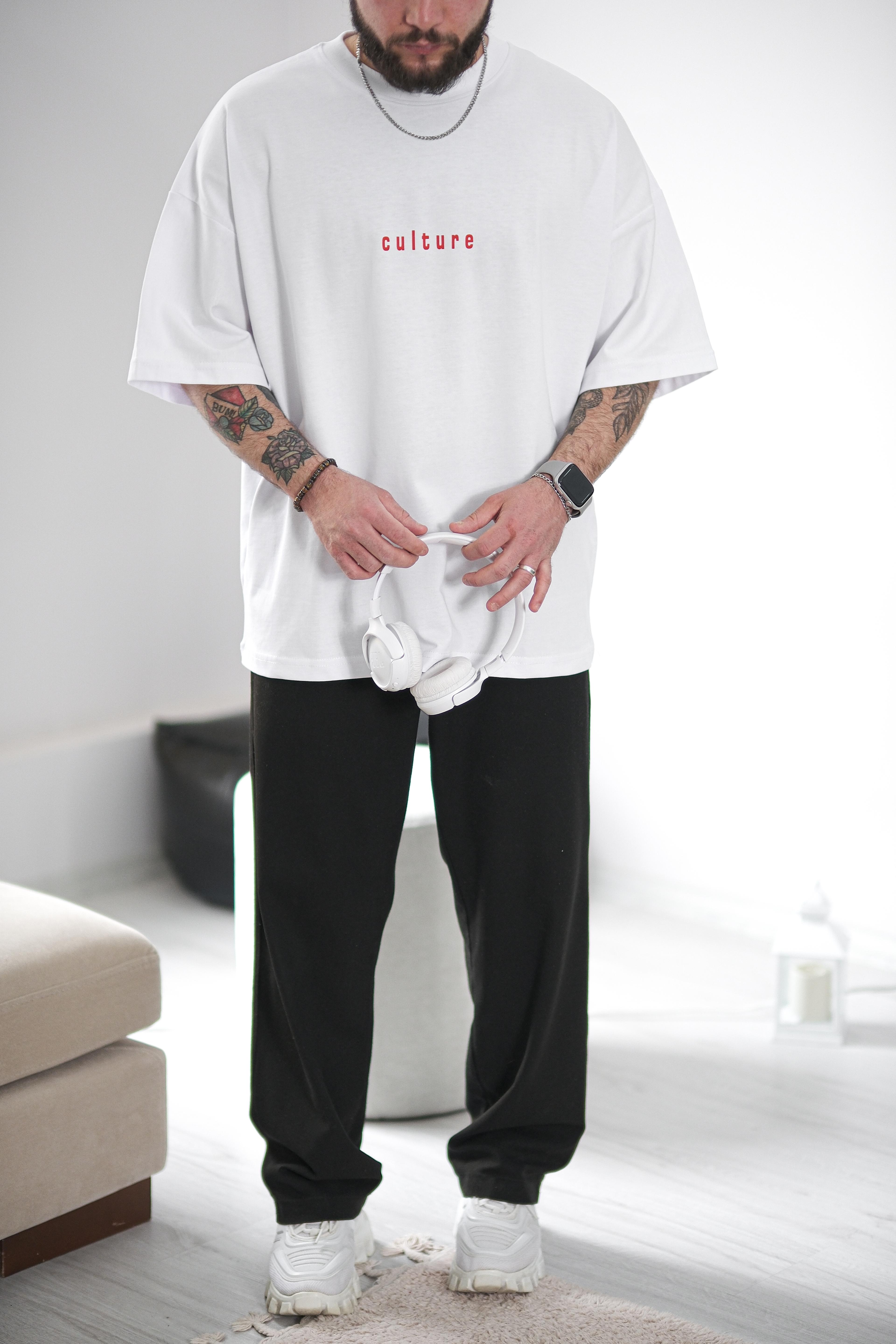Culture Extra Oversize Beyaz Tshirt