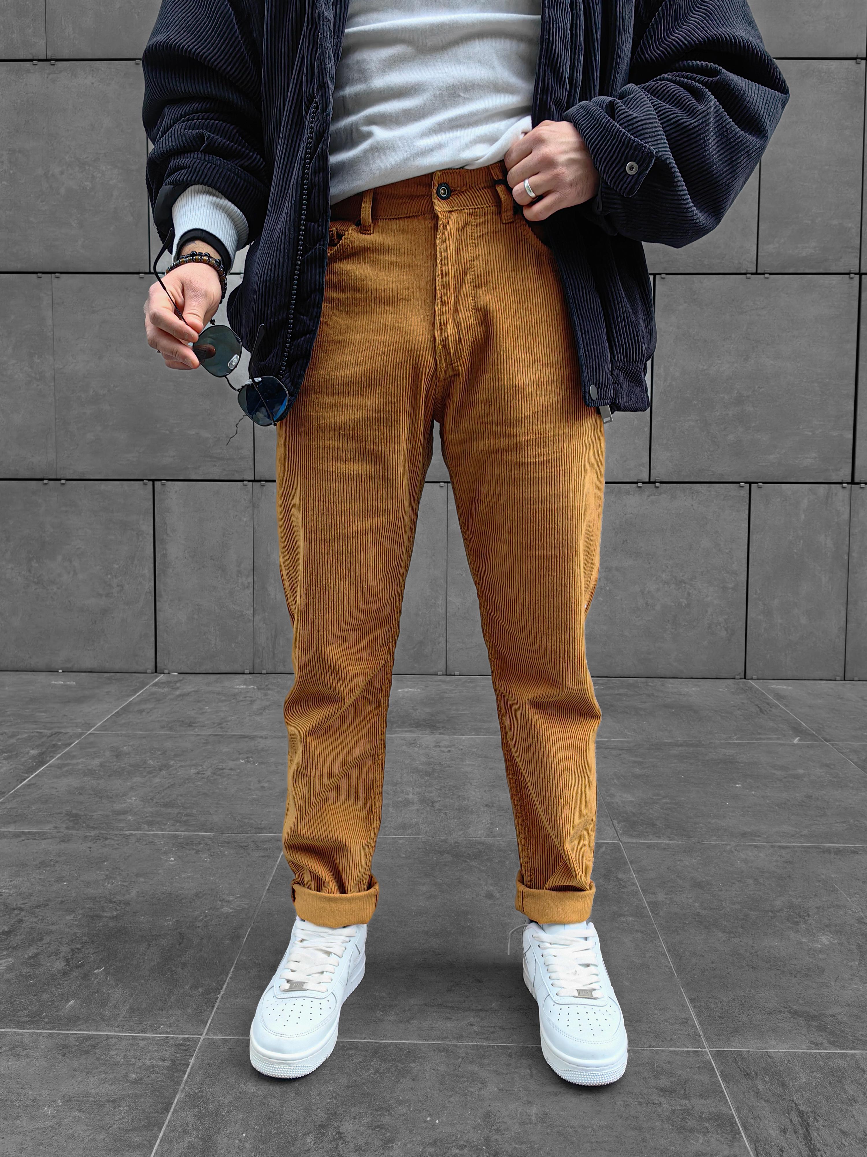 Kadife Tarçın Boyfriend Pantolon