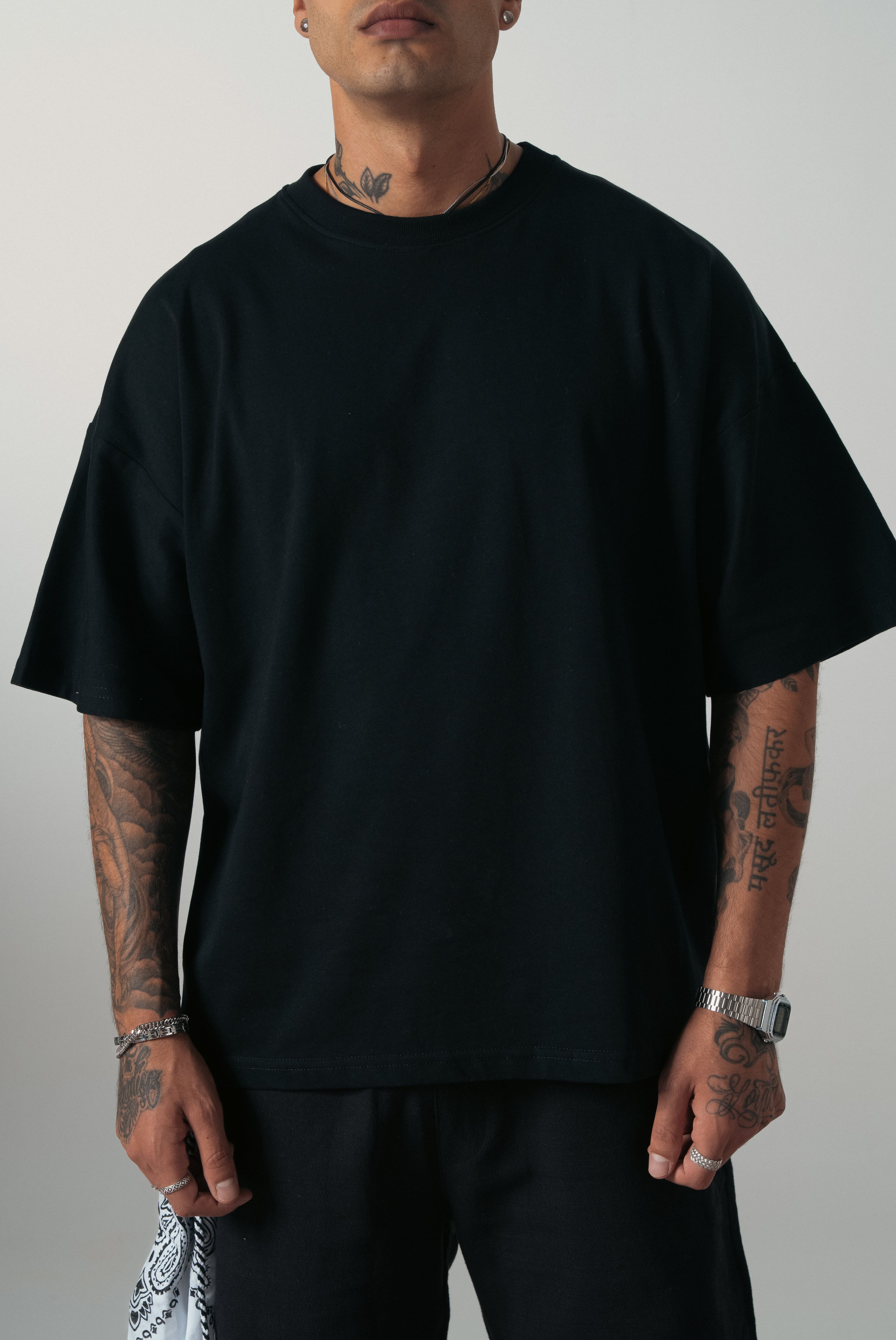 Ekstra Oversize Siyah Basic Tshirt