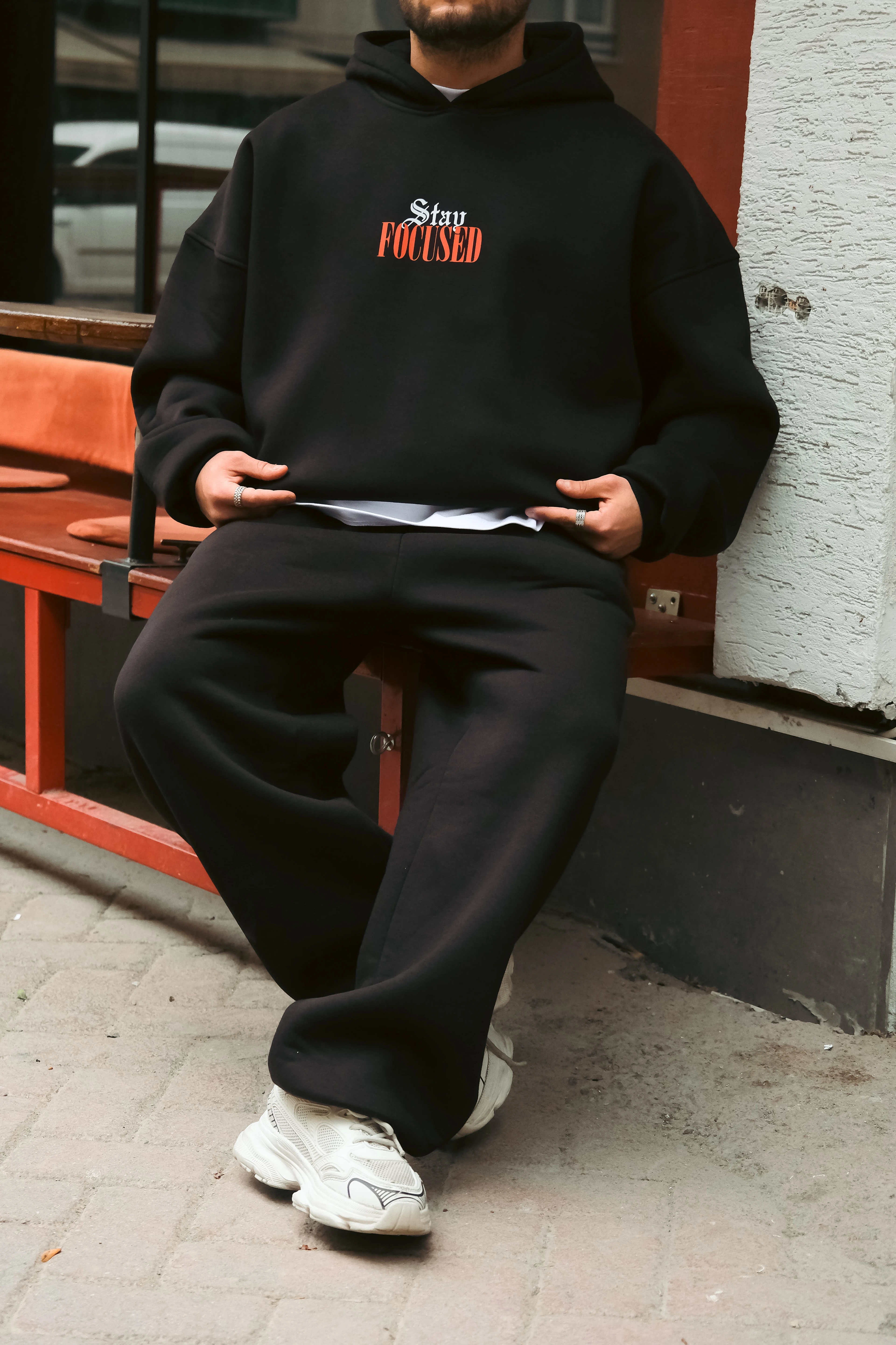 Stay Focused Bomber Extra Oversize Siyah Hoodie