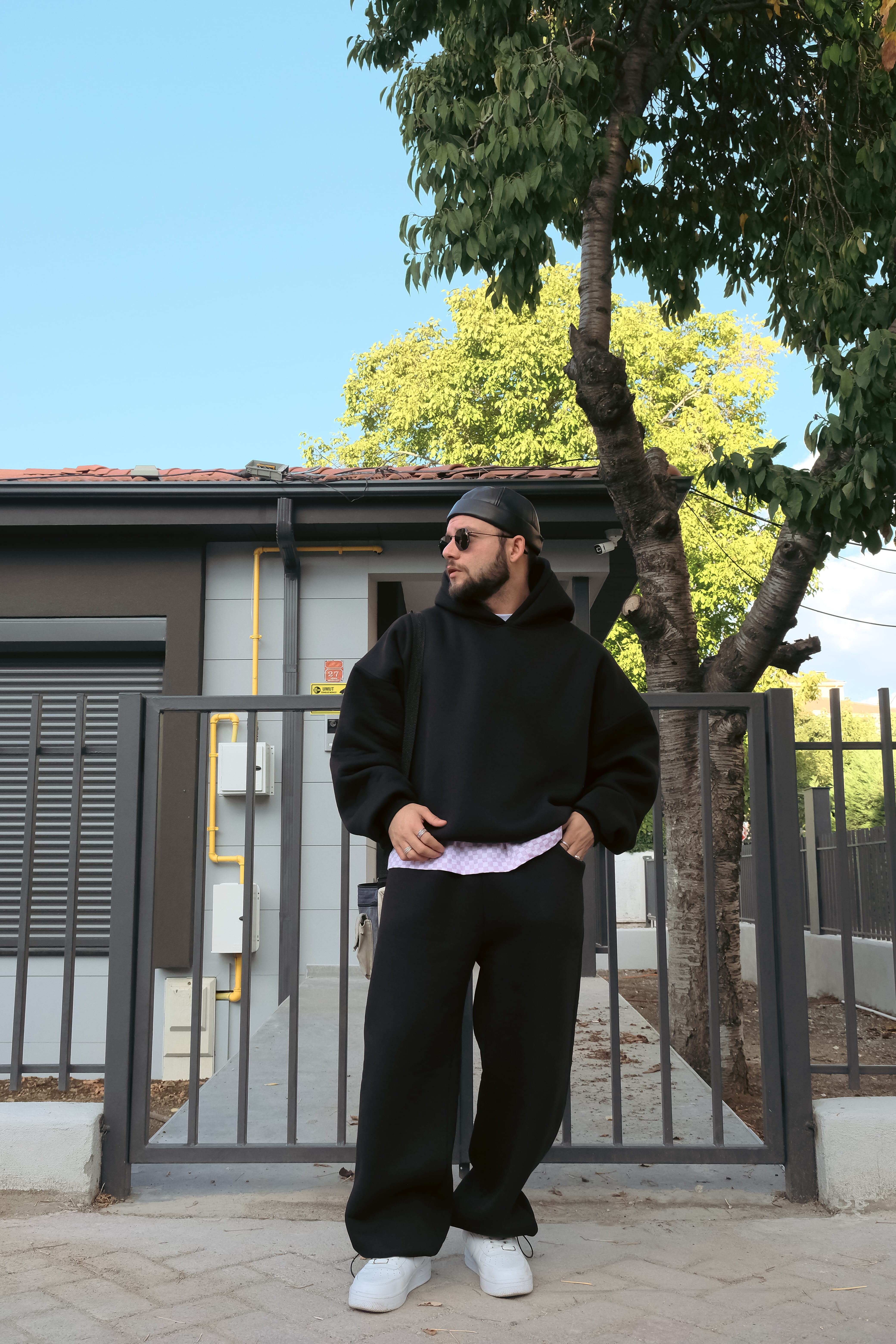 Bomber Extra Oversize Siyah Basic Hoodie ( premium ürün ) 