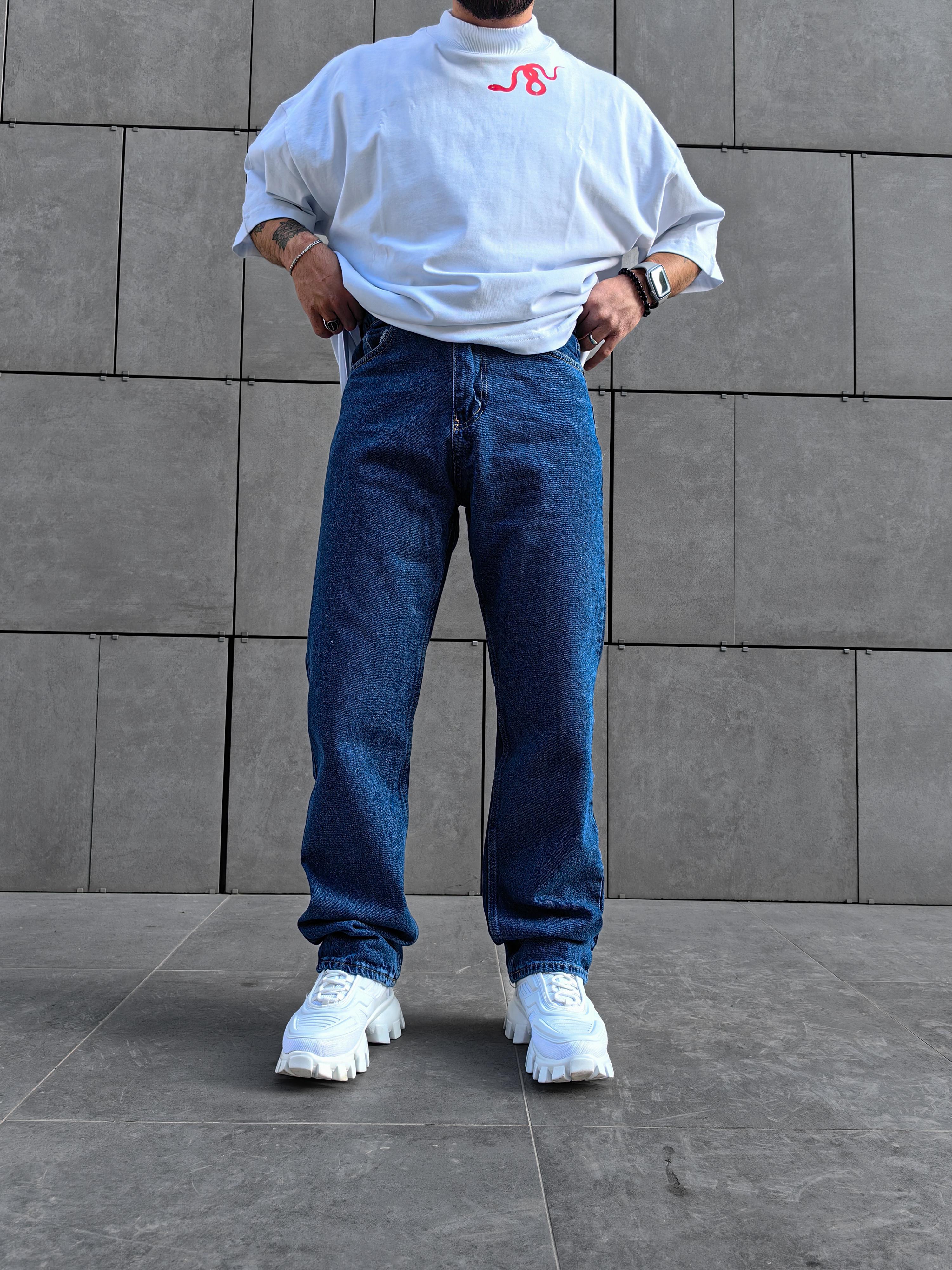 Relax Fit Baggy Koyu Mavi Jean
