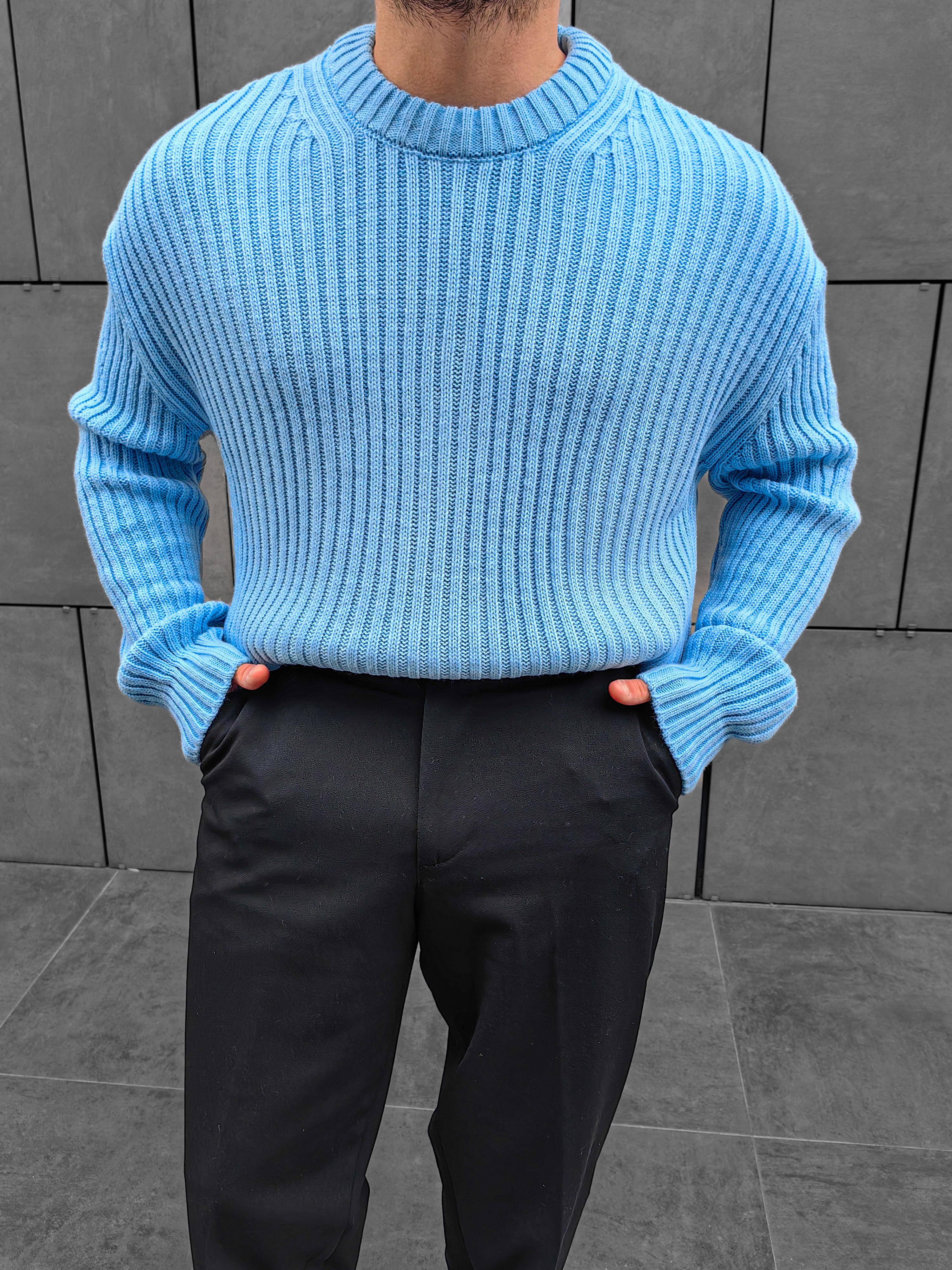 Baby Blue Oversize casual Triko