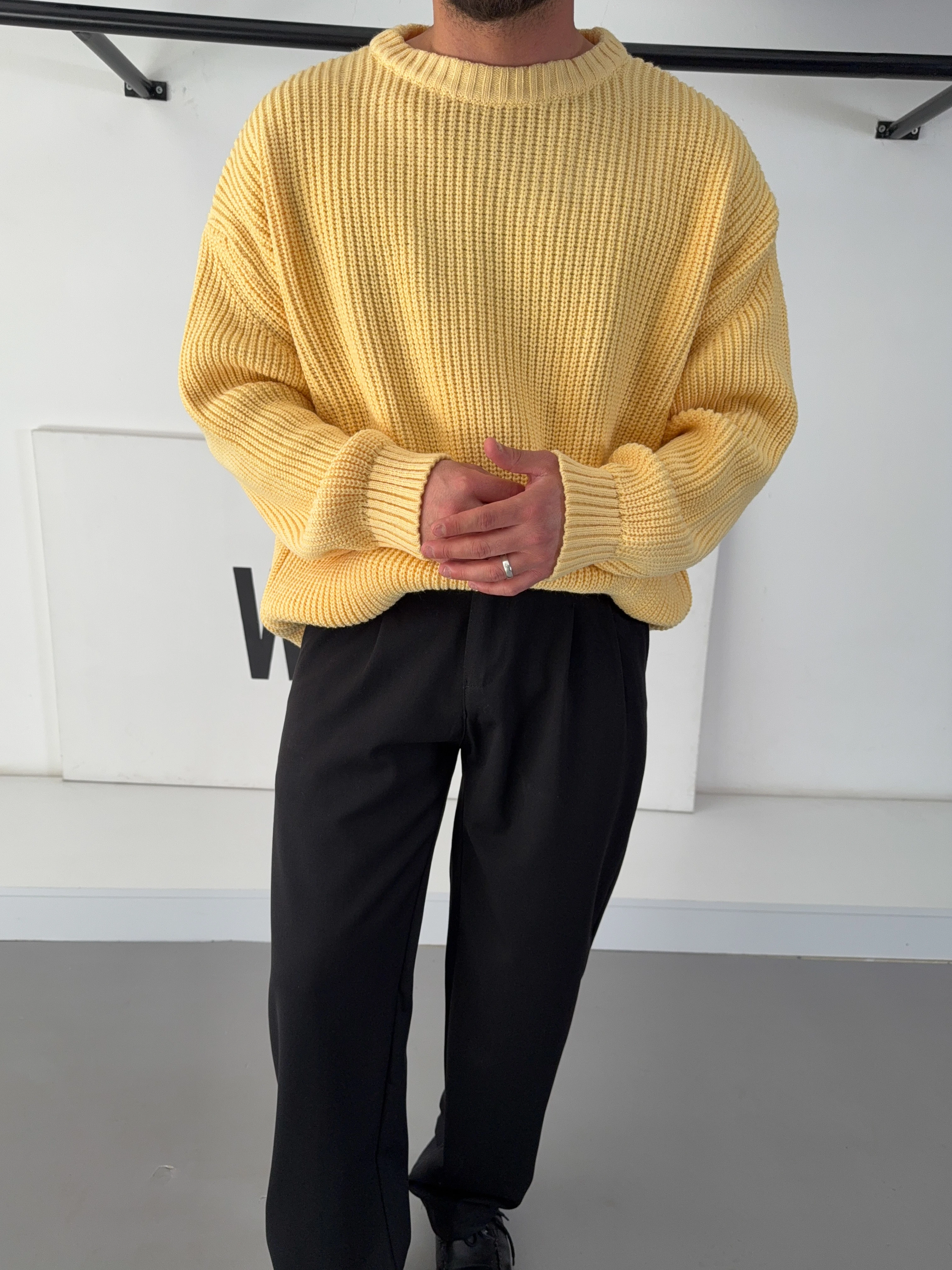 Sarı Basic Oversize Triko (Premium Ürün)