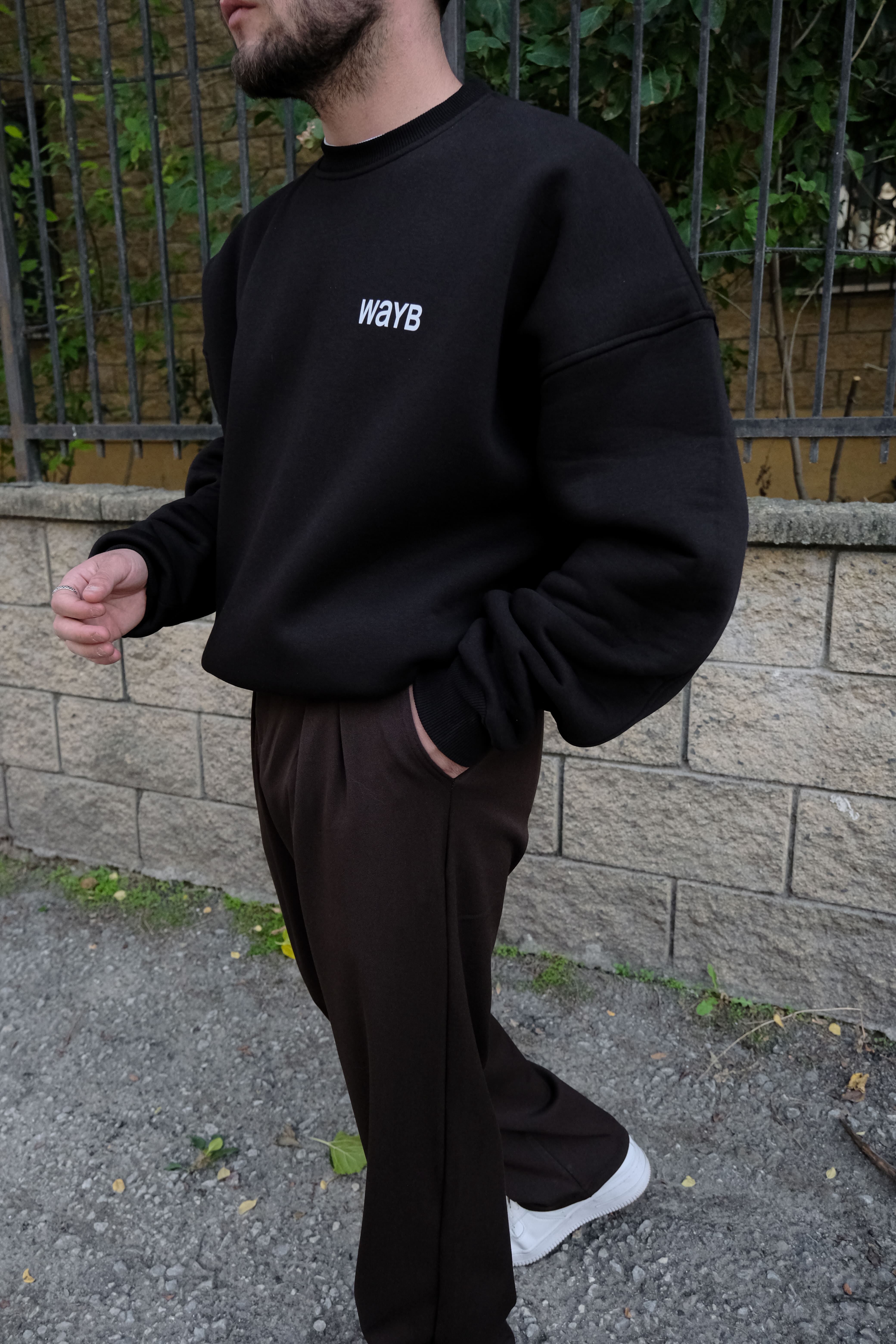 Wayb Bomber Extra Oversize Siyah Sweatshirt (Premium Ürün)