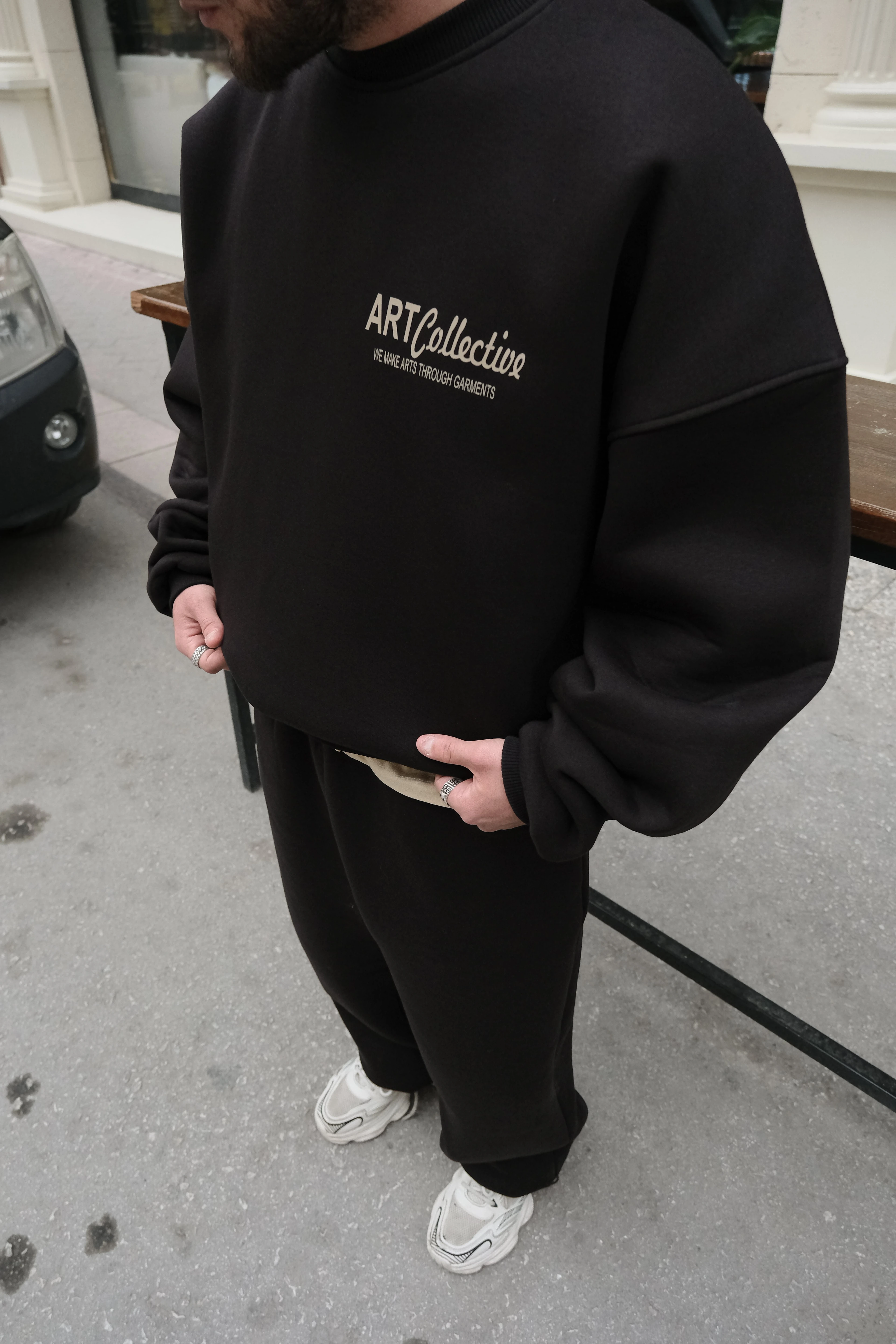 ArtCollective Bomber Extra Oversize Siyah Sweatshirt ( premium ürün )