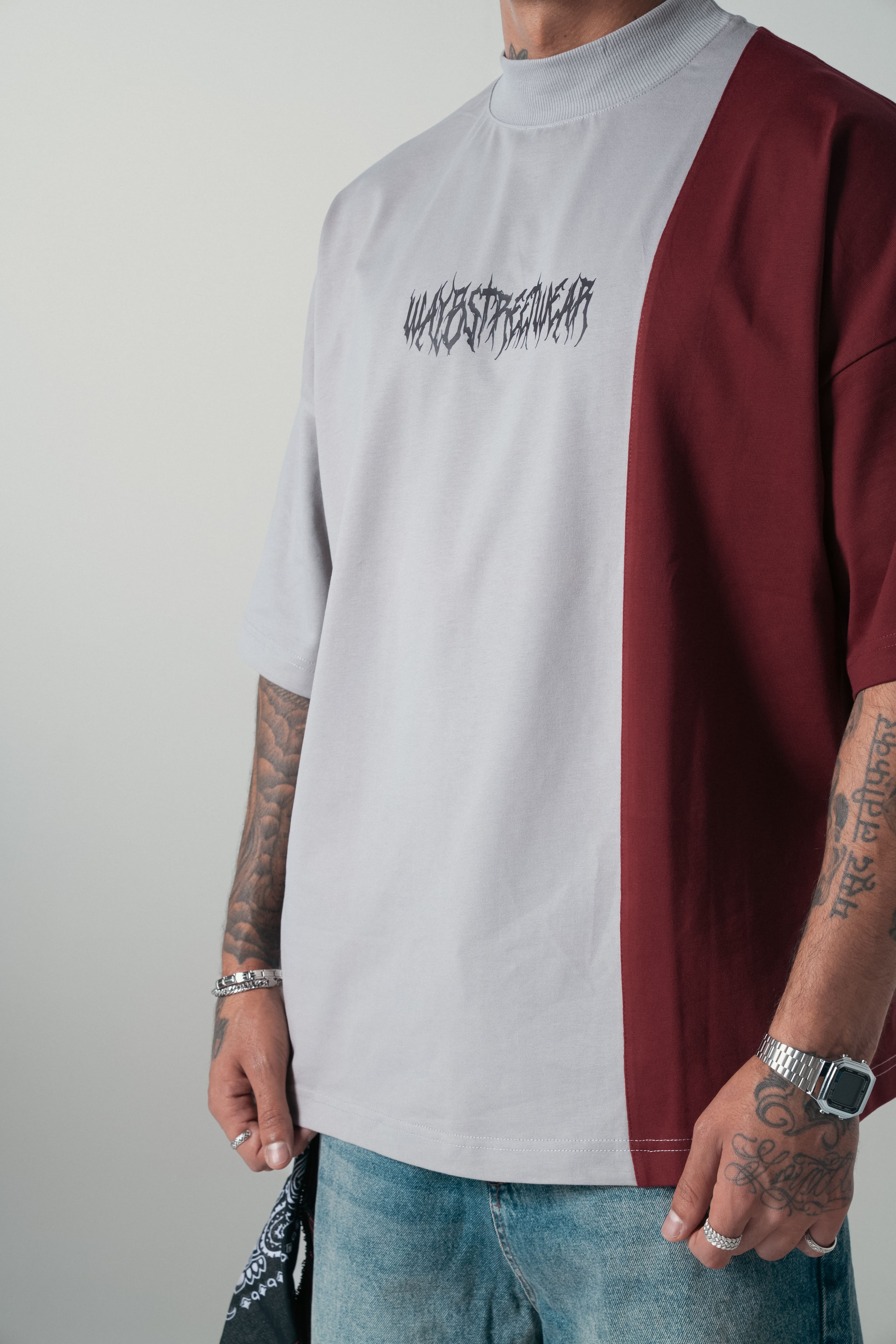 Waybstreetwear Parçalı Extra Oversize Tshirt