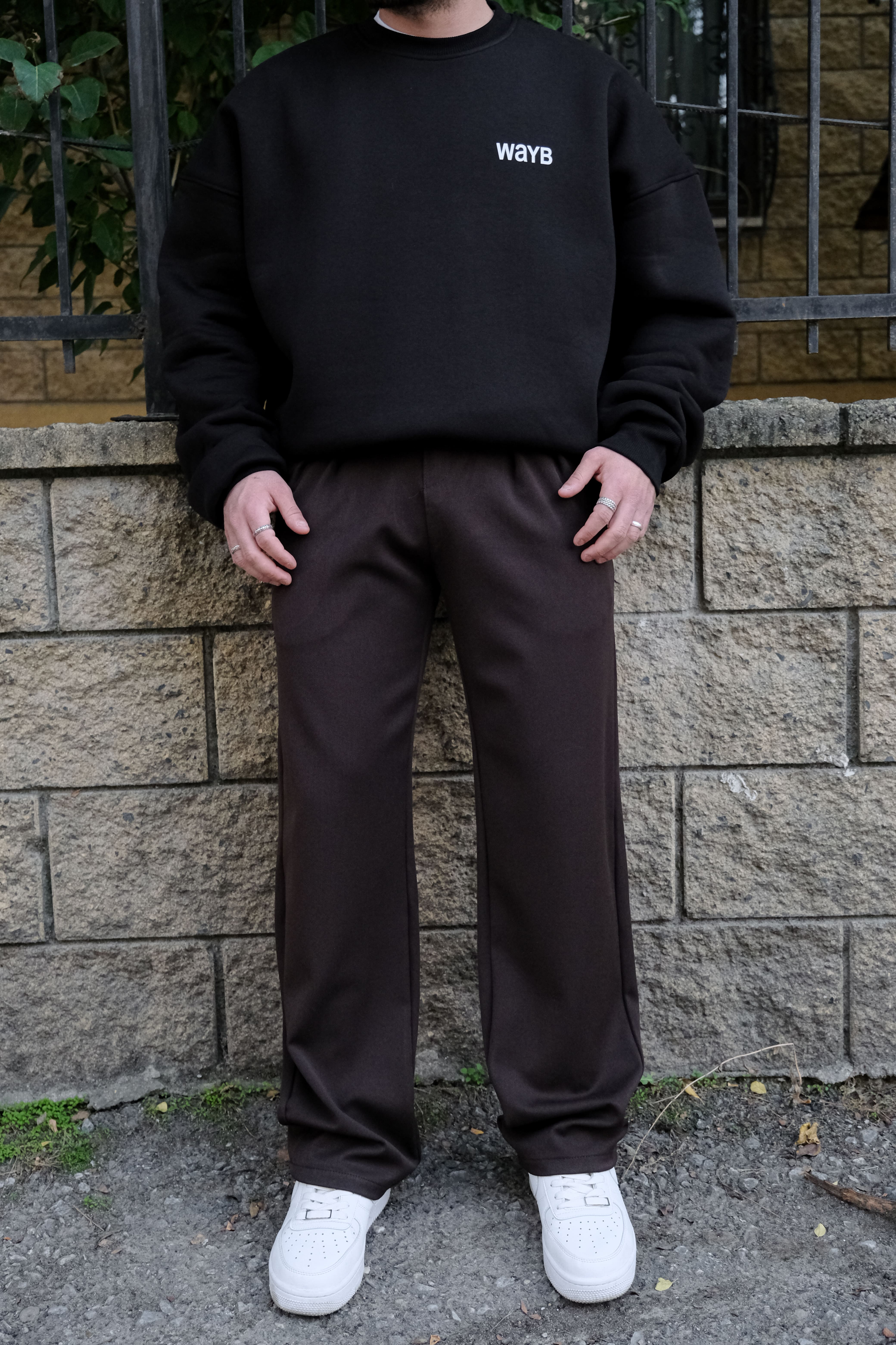 Relax Fit Baggy Kahverengi Kumaş Pantolon 