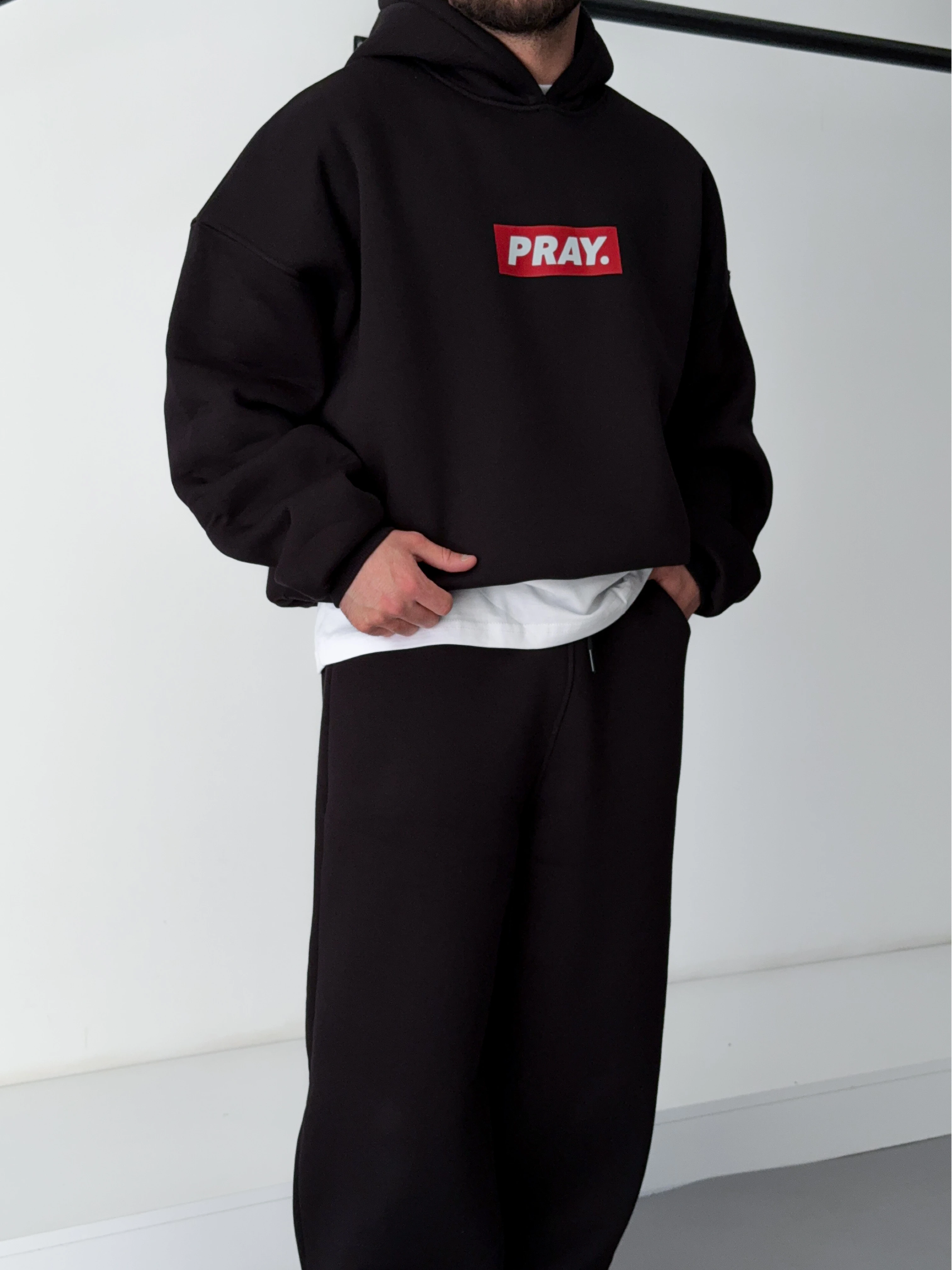 Pray Siyah Extra Oversize Hoodie