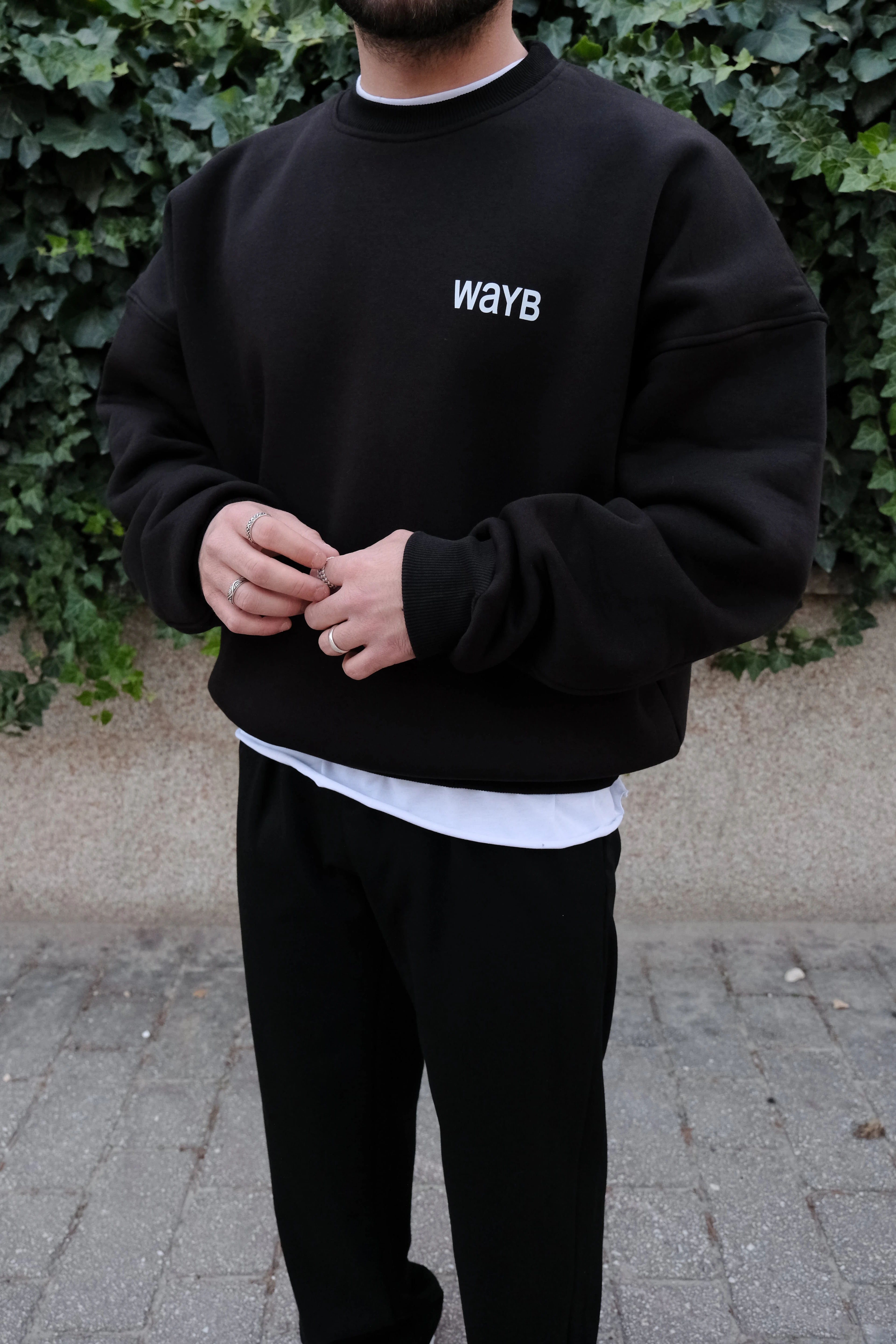 Wayb Bomber Extra Oversize Siyah Sweatshirt (Premium Ürün)