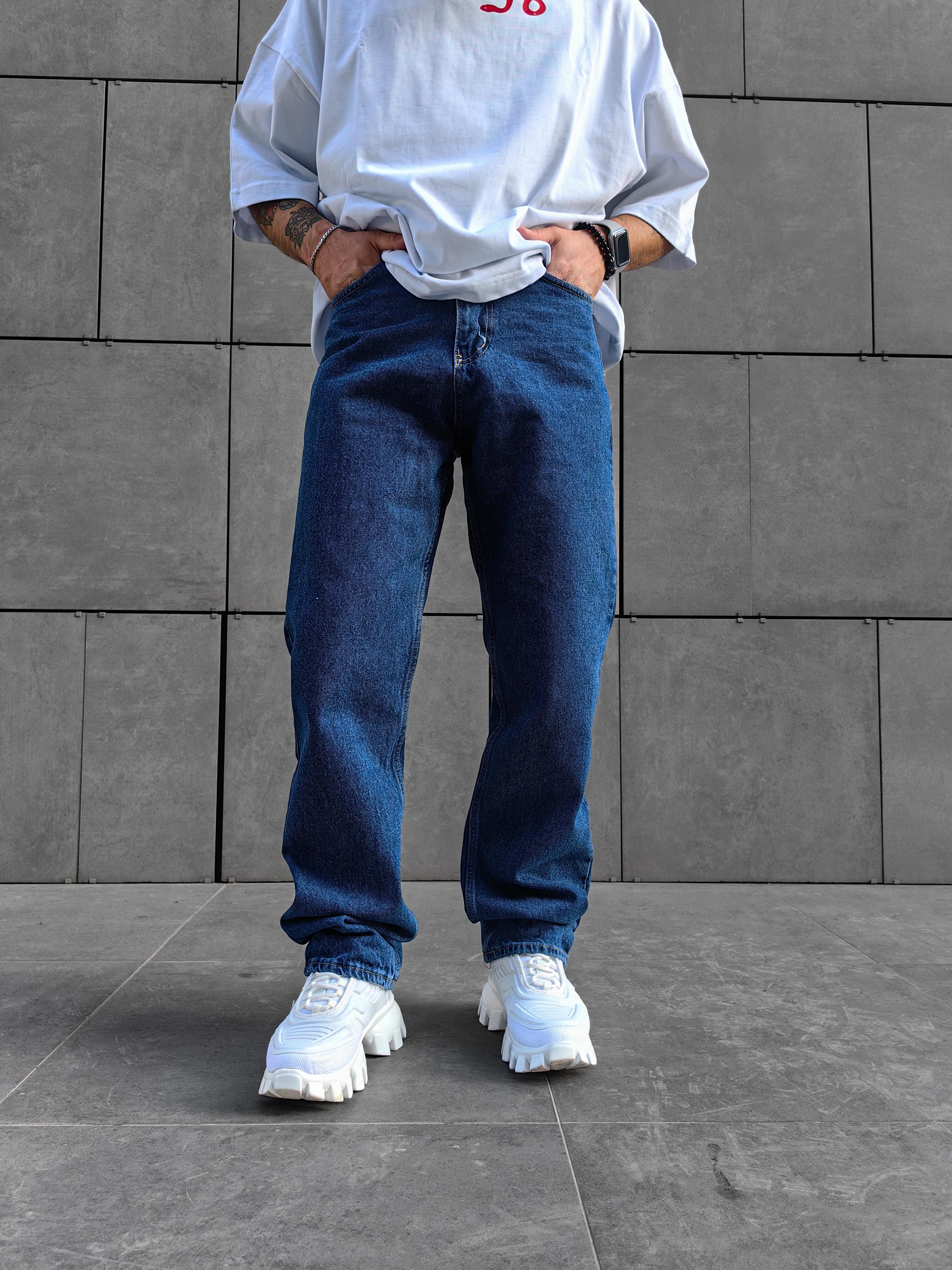 Relax Fit Baggy Koyu Mavi Jean