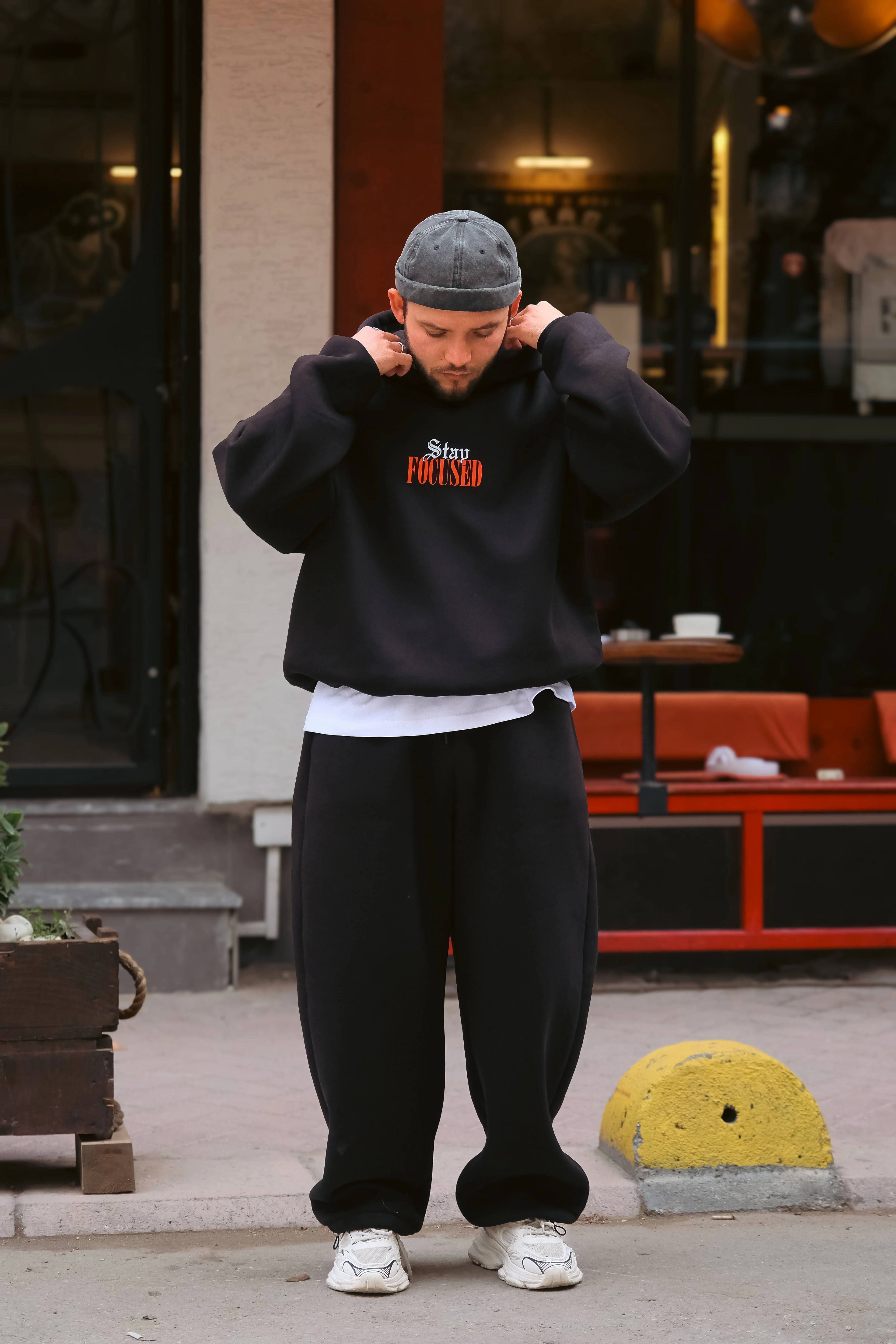 Stay Focused Bomber Extra Oversize Siyah Hoodie