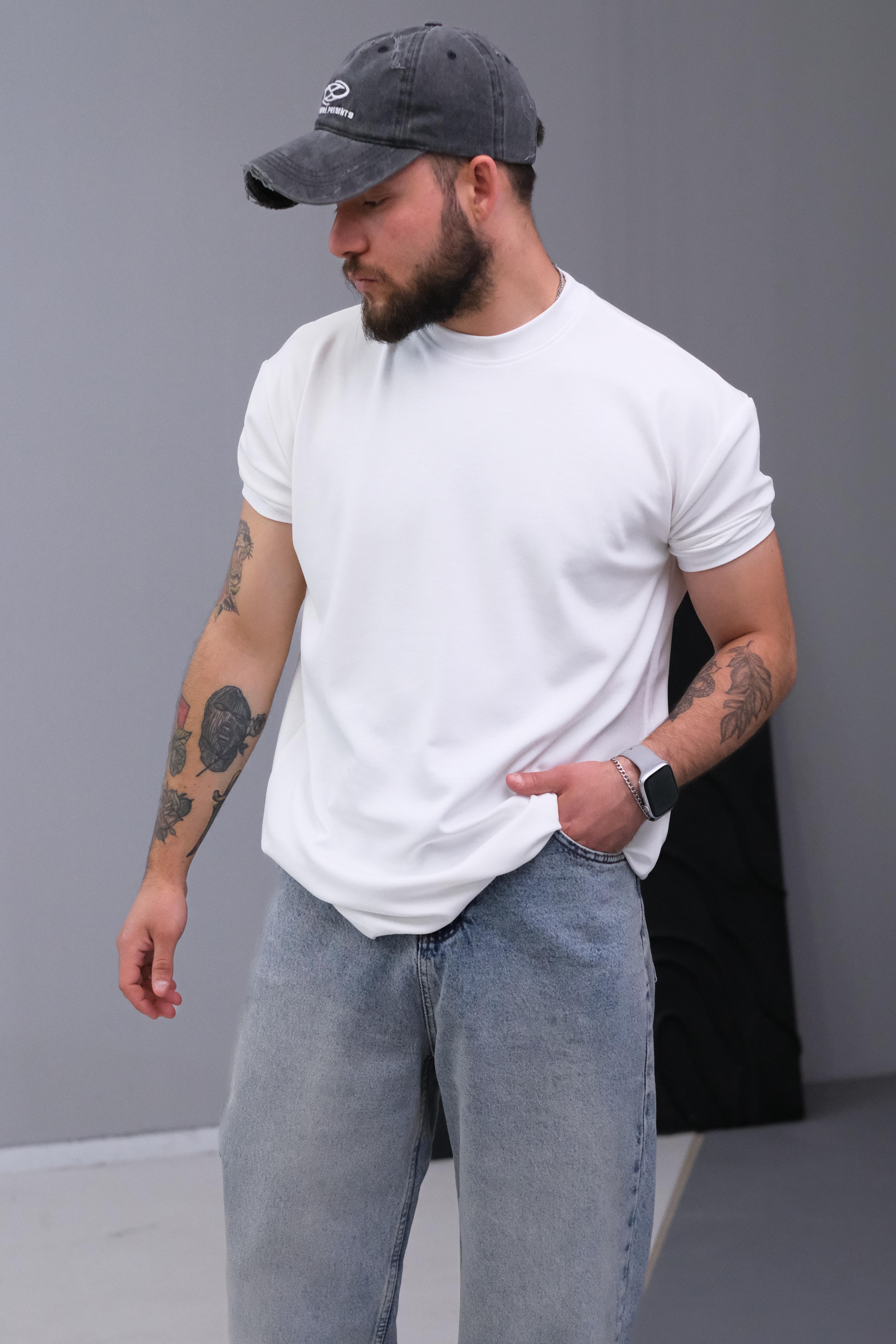Beyaz Casual Özel Tasarım Tshirt 