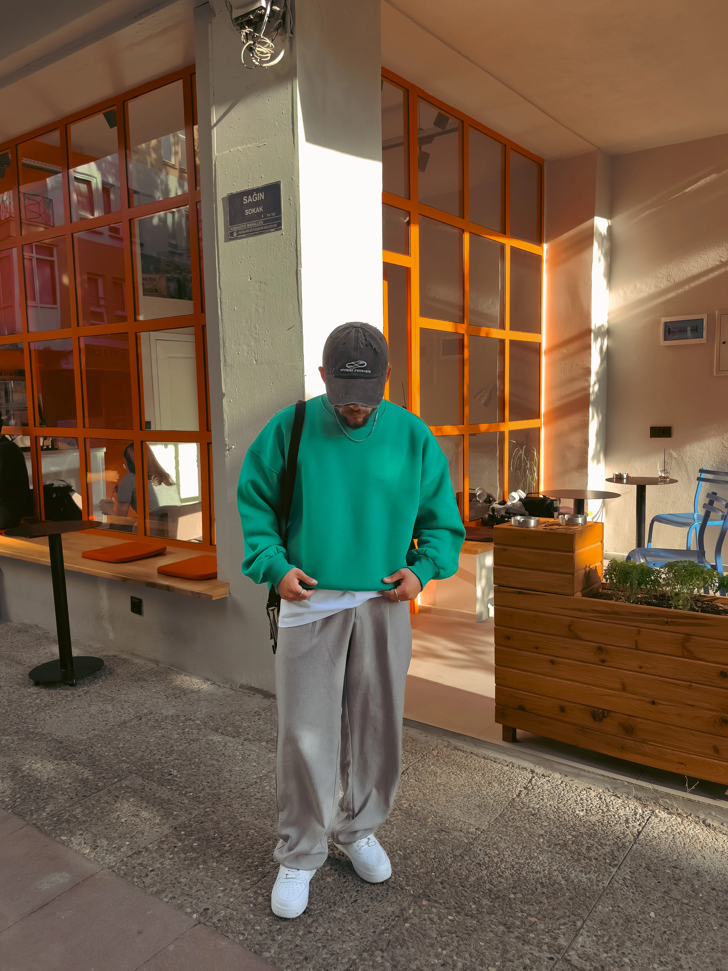 Benetton Yeşil Extra Oversize Sweatshirt