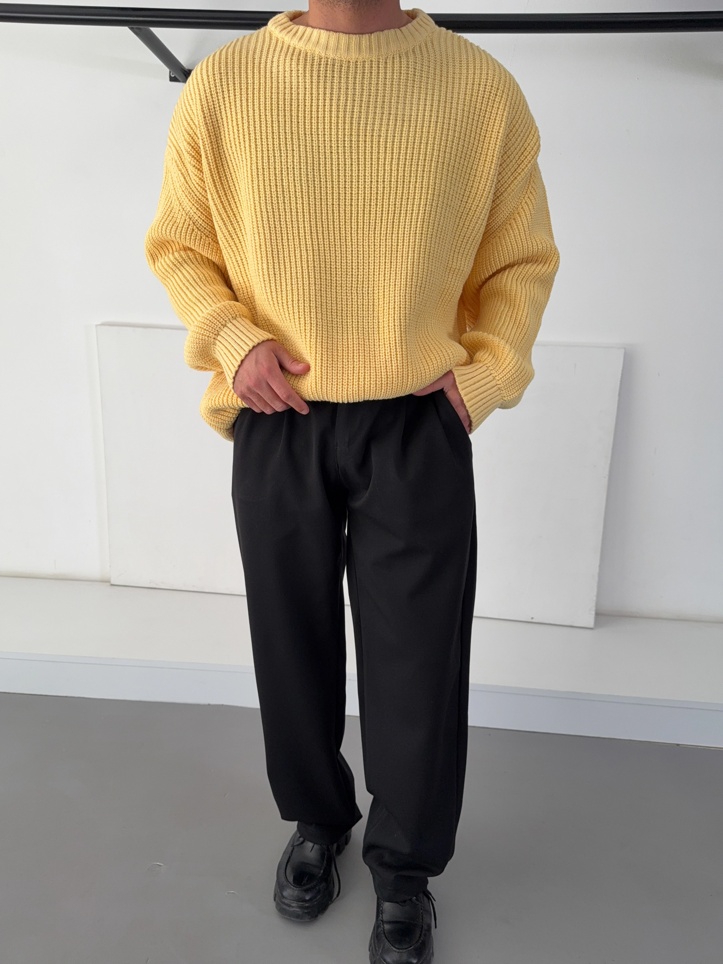 Sarı Basic Oversize Triko (Premium Ürün)