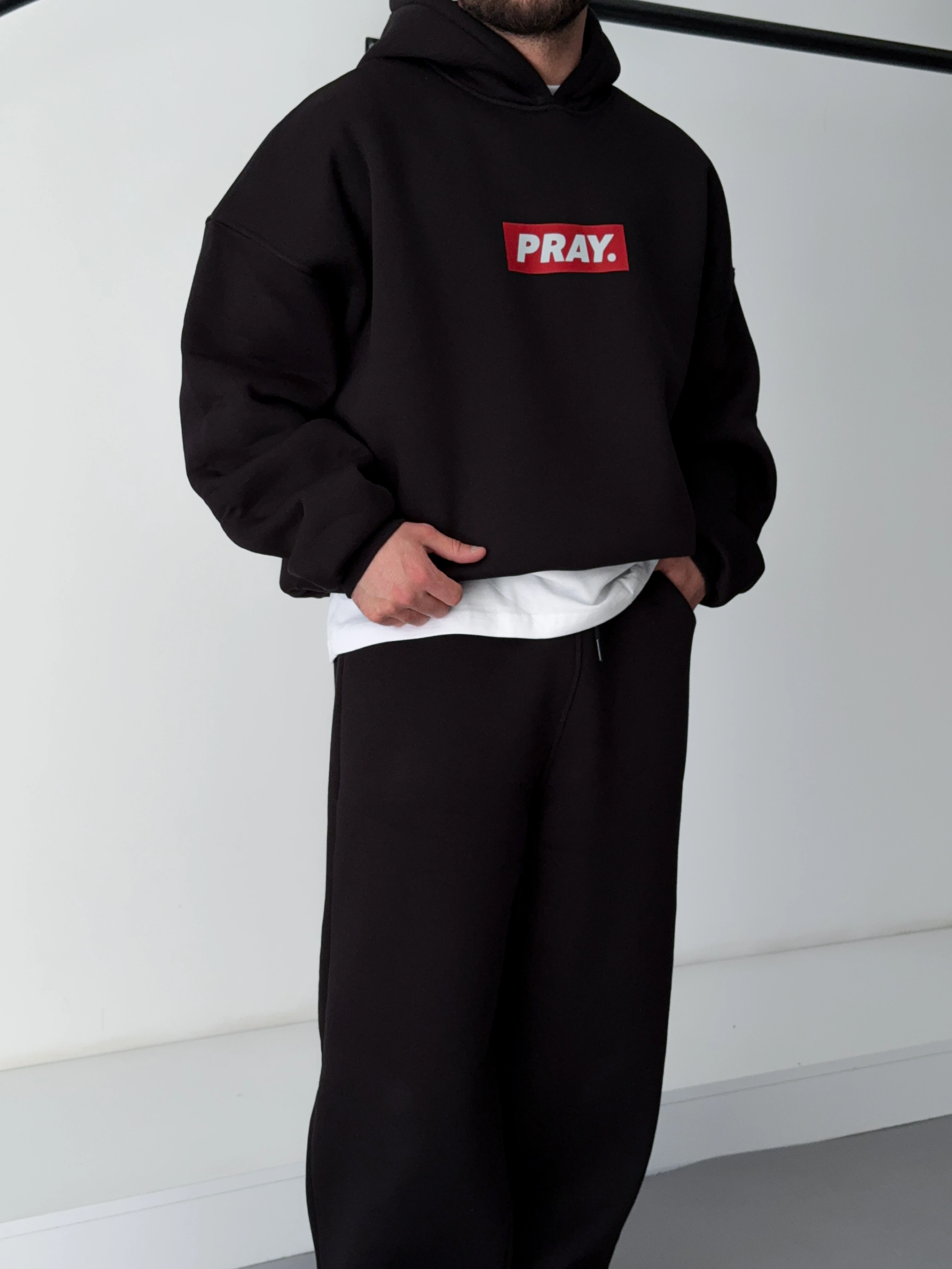 Pray Siyah Extra Oversize Hoodie