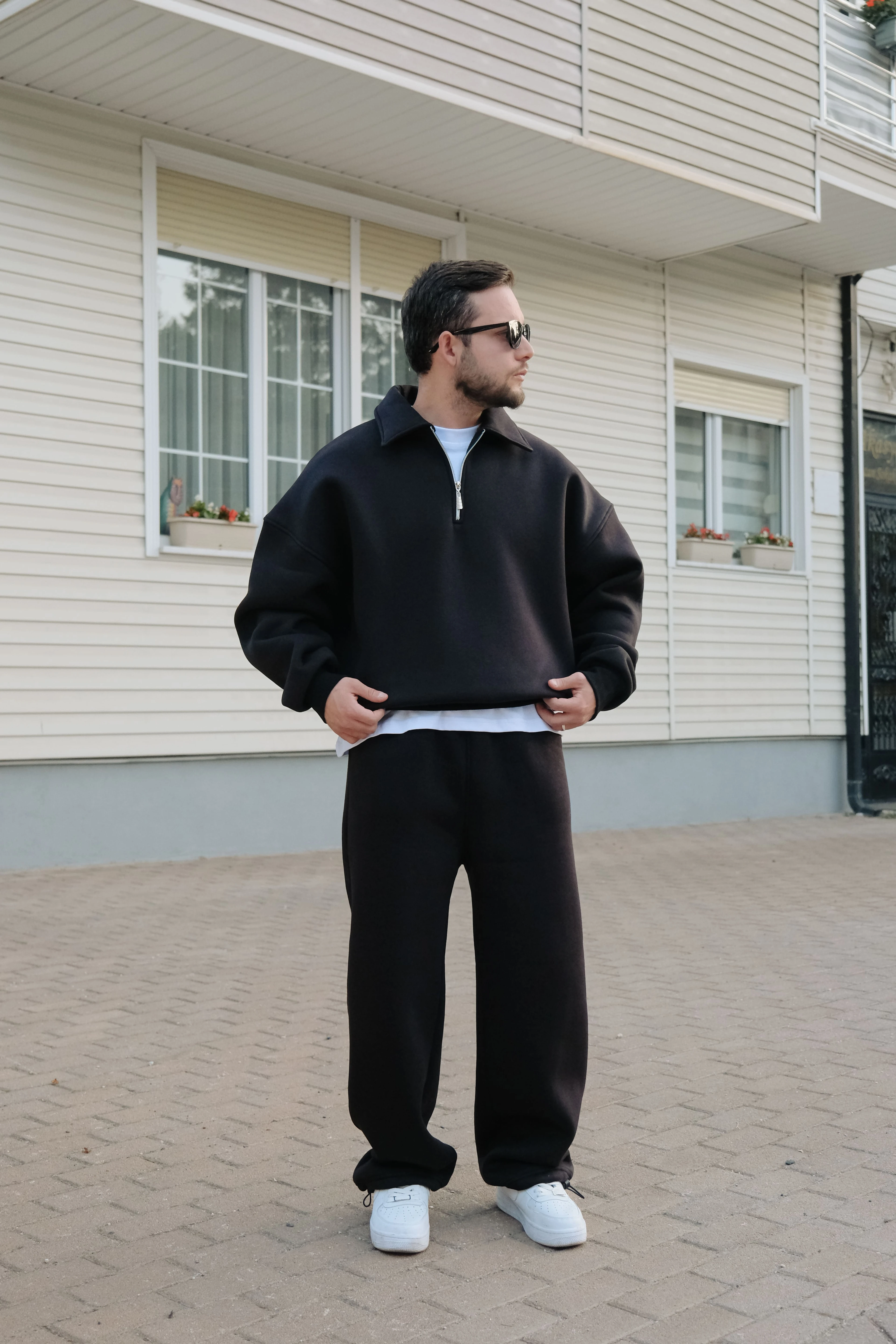 Bomber Yarım Fermuarlı Oversize Sweatshirt 