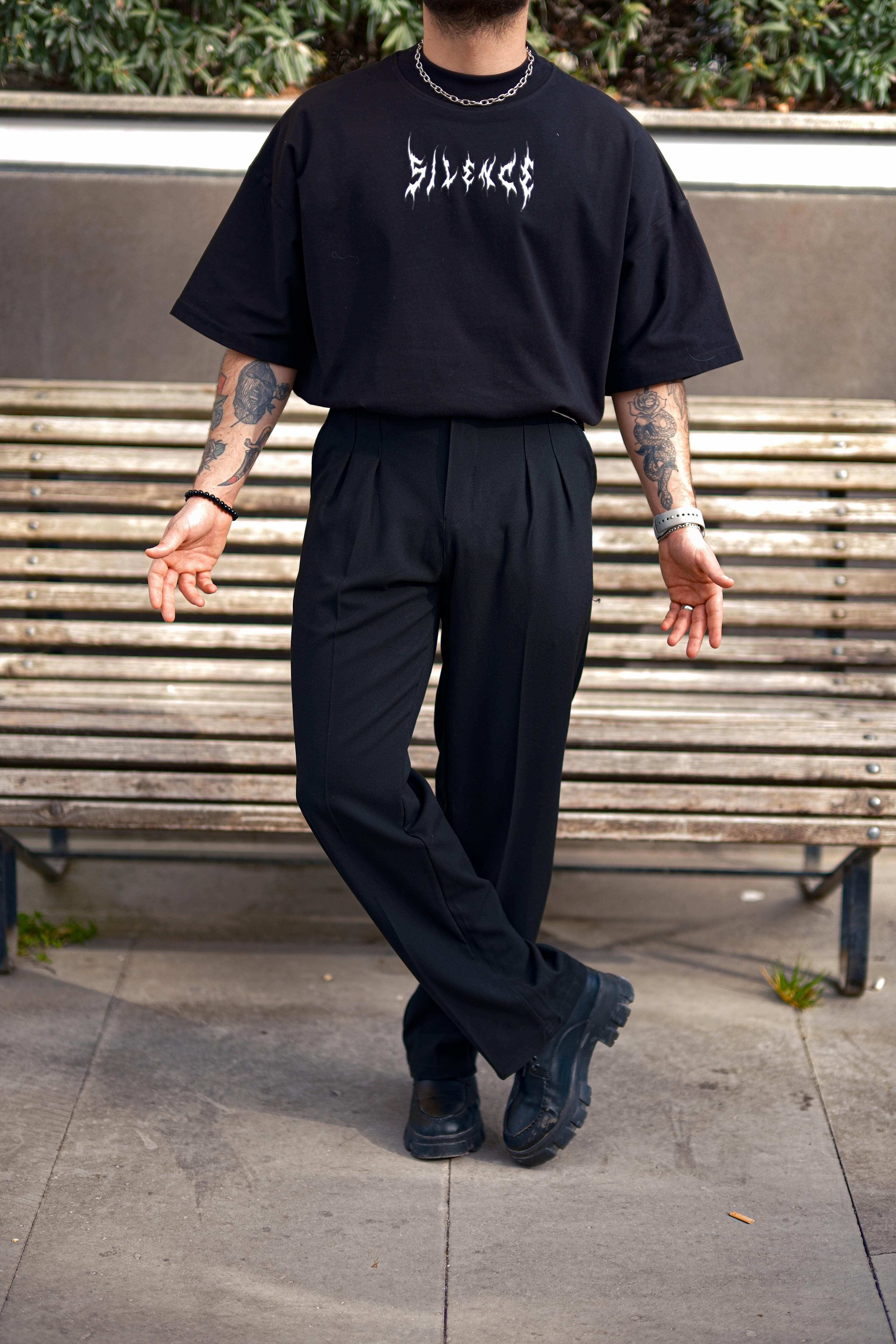 Silence Extra Oversize Siyah Tshirt