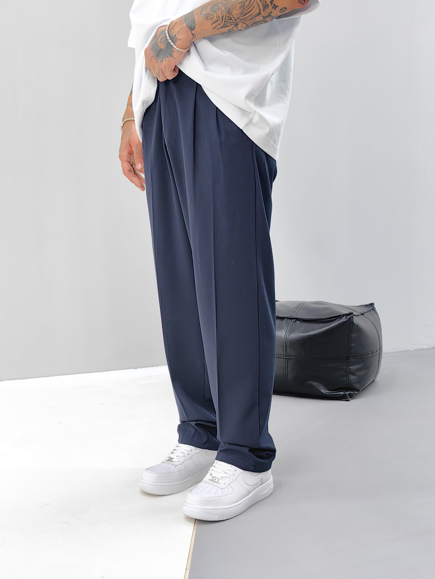 Lacivert Baggy Kumaş Pantolon