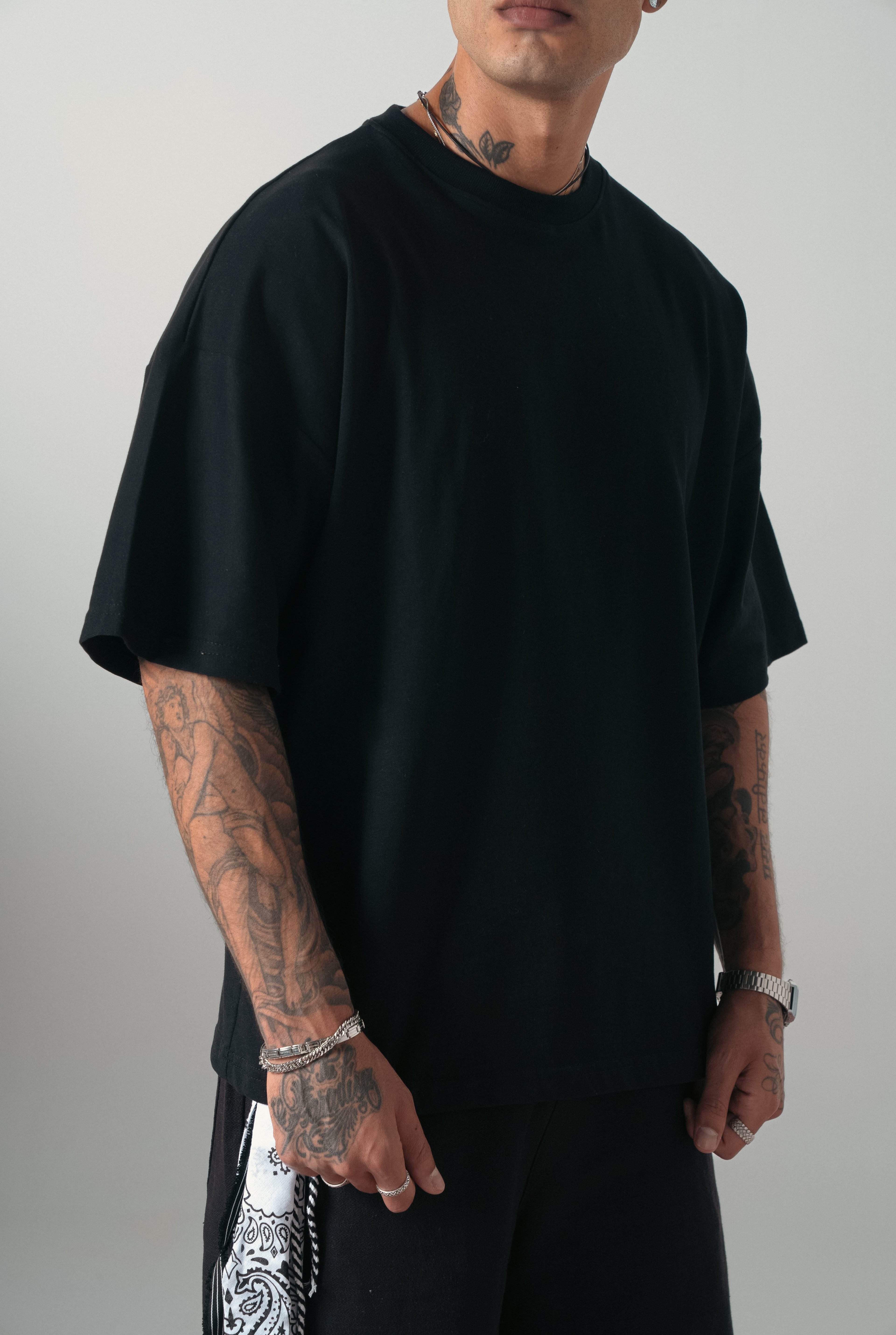 Ekstra Oversize Siyah Basic Tshirt