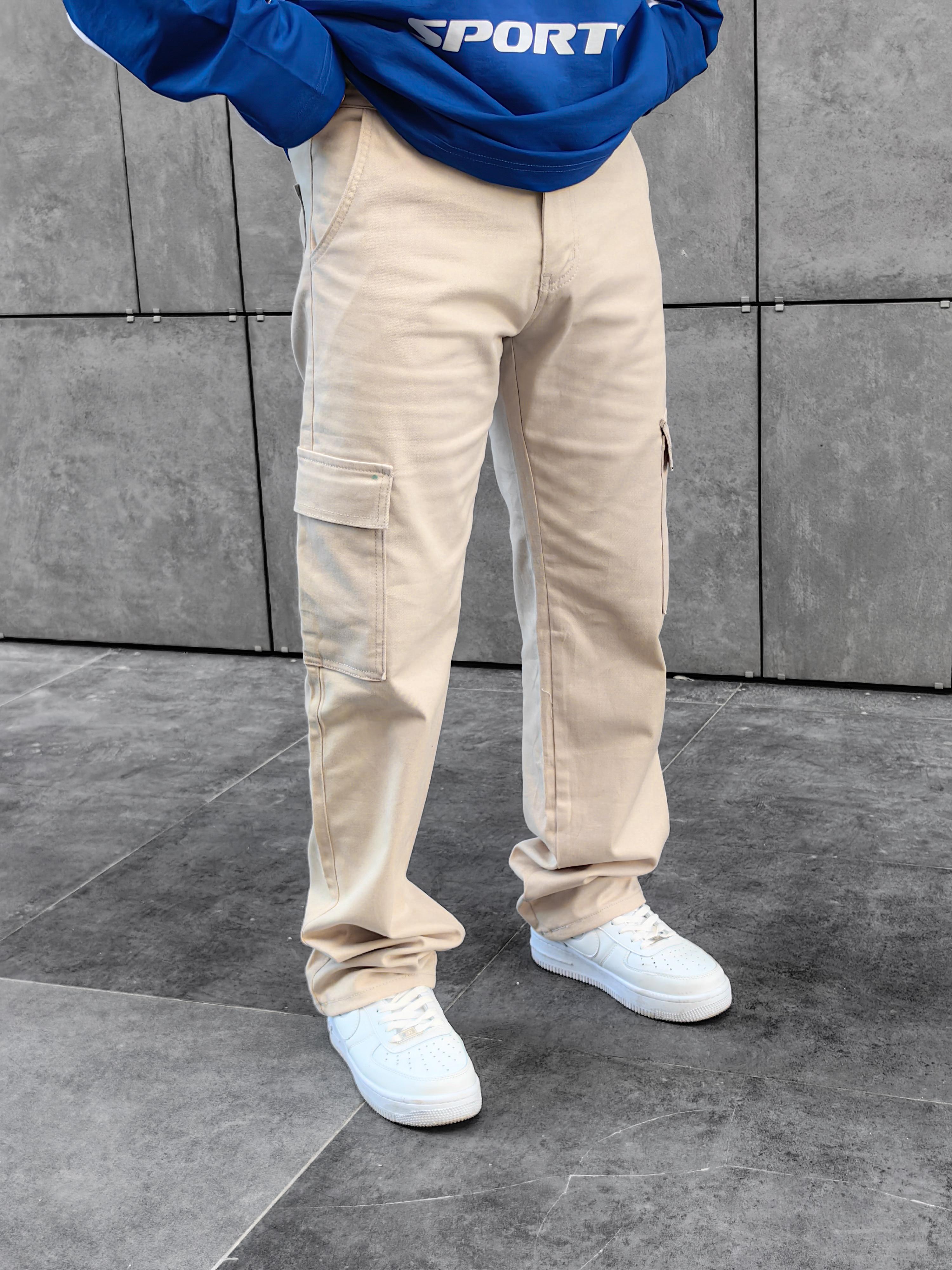 Bej Baggy Kargo Kot Pantolon