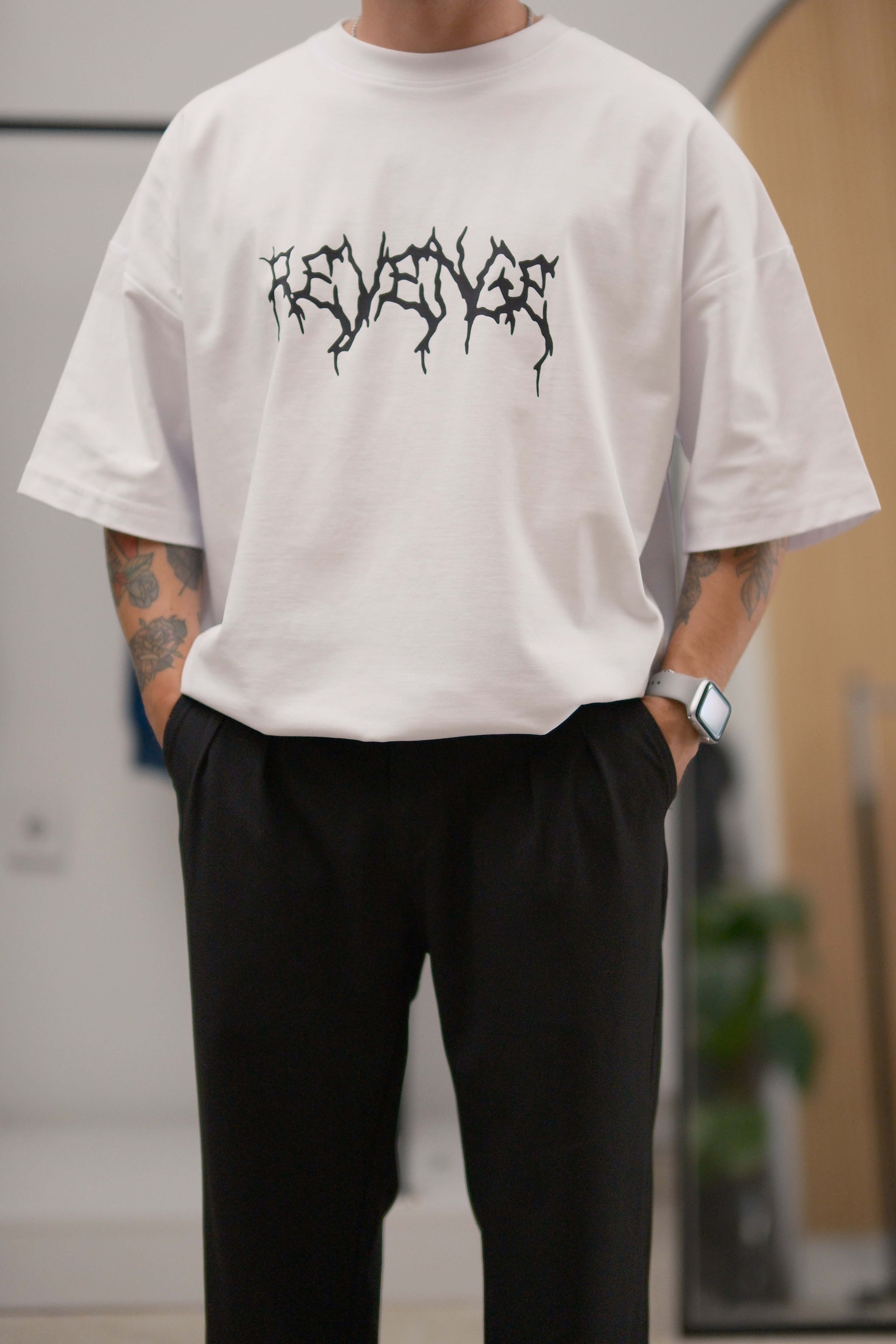 Revenge Beyaz Extra Oversize Tshirt 