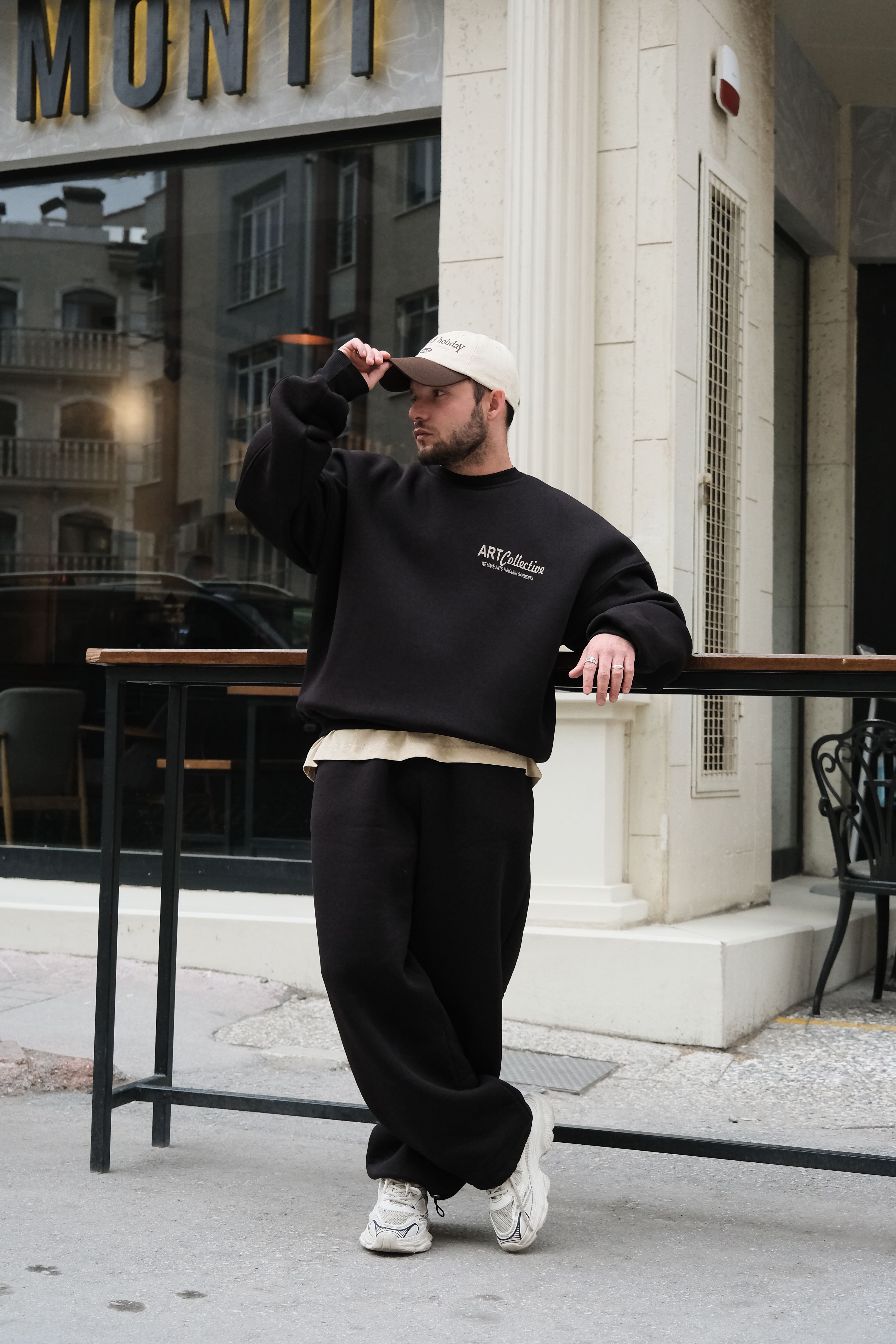 ArtCollective Bomber Extra Oversize Siyah Sweatshirt ( premium ürün )