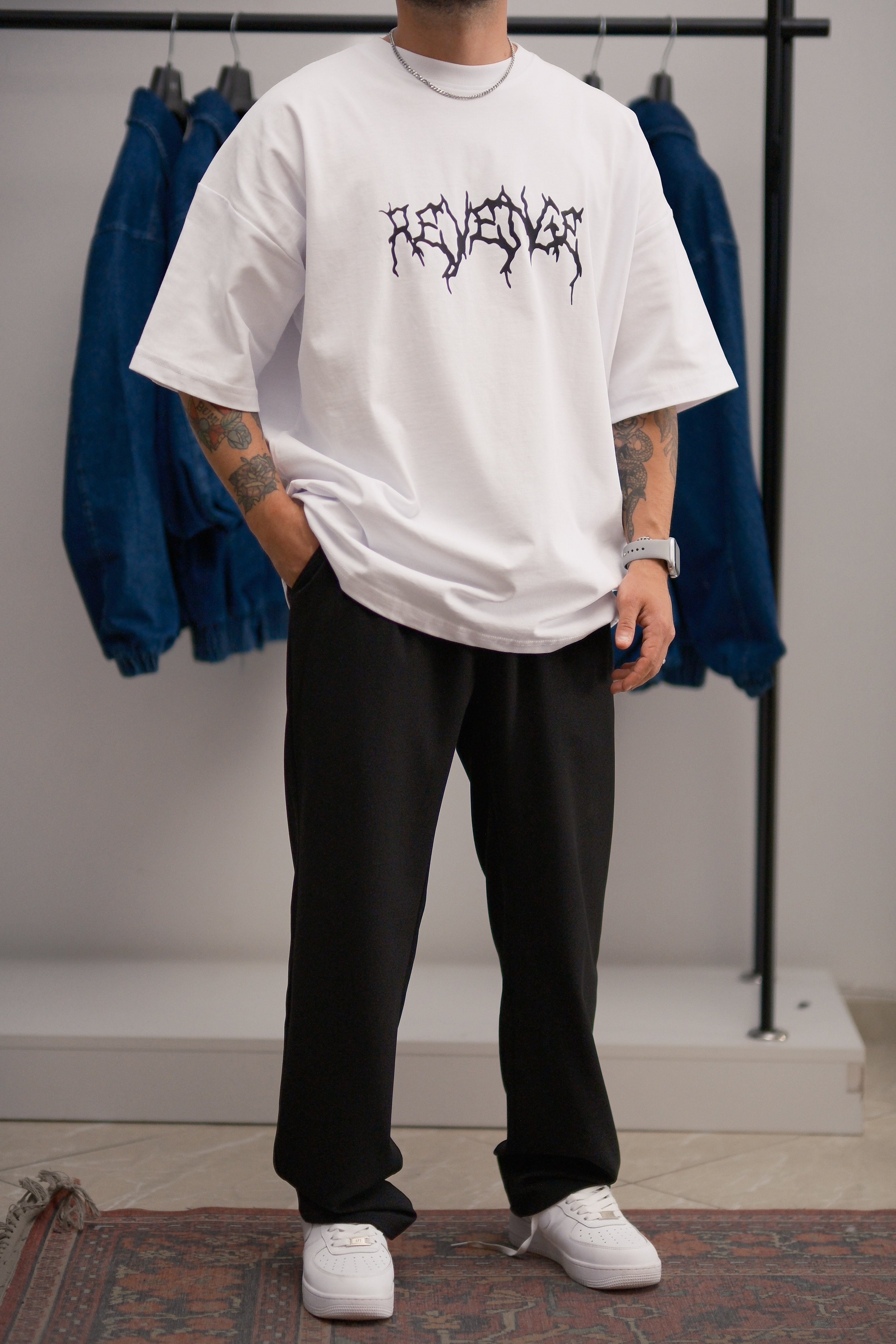 Revenge Beyaz Extra Oversize Tshirt 