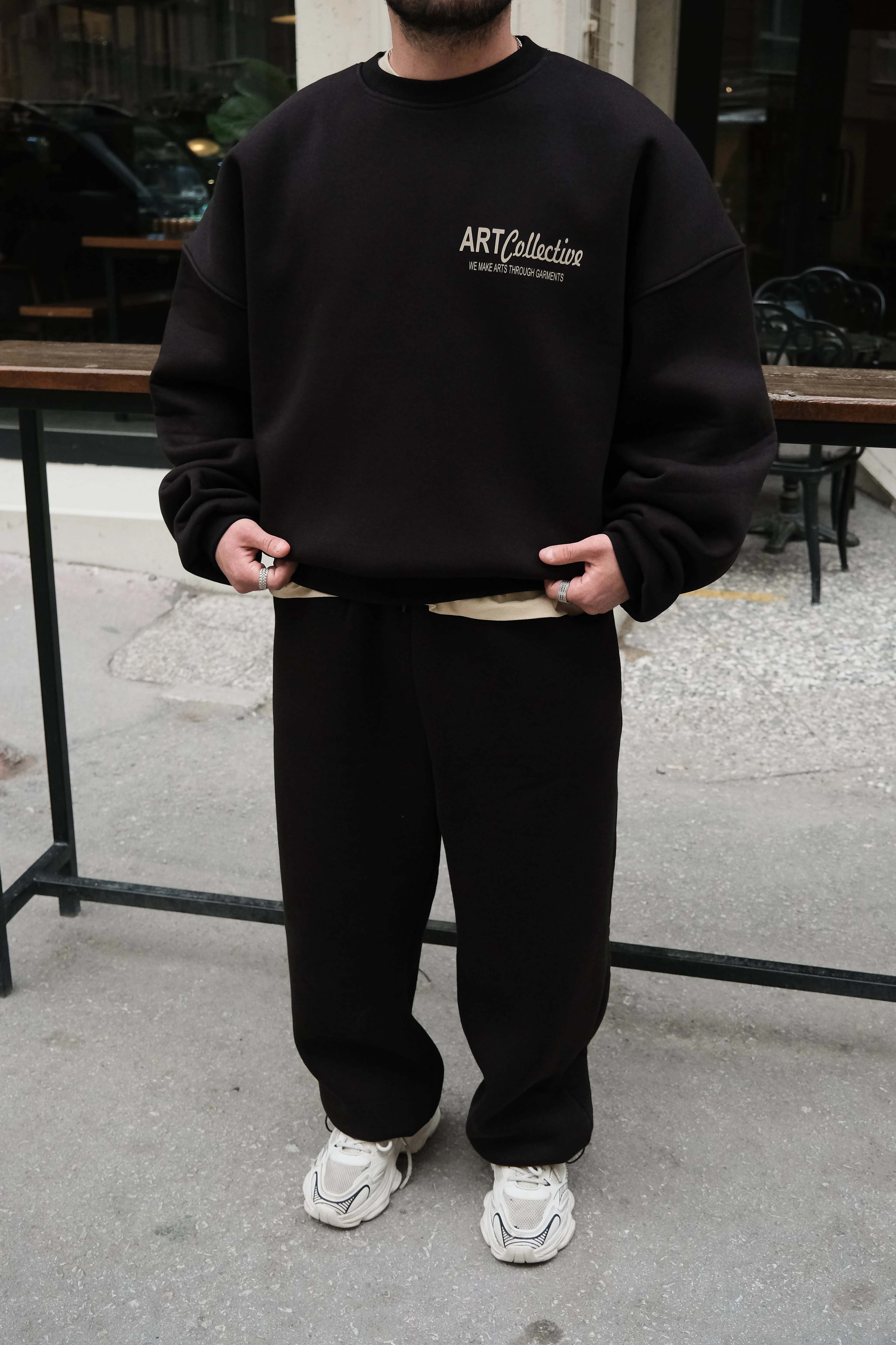 ArtCollective Bomber Extra Oversize Siyah Sweatshirt ( premium ürün )