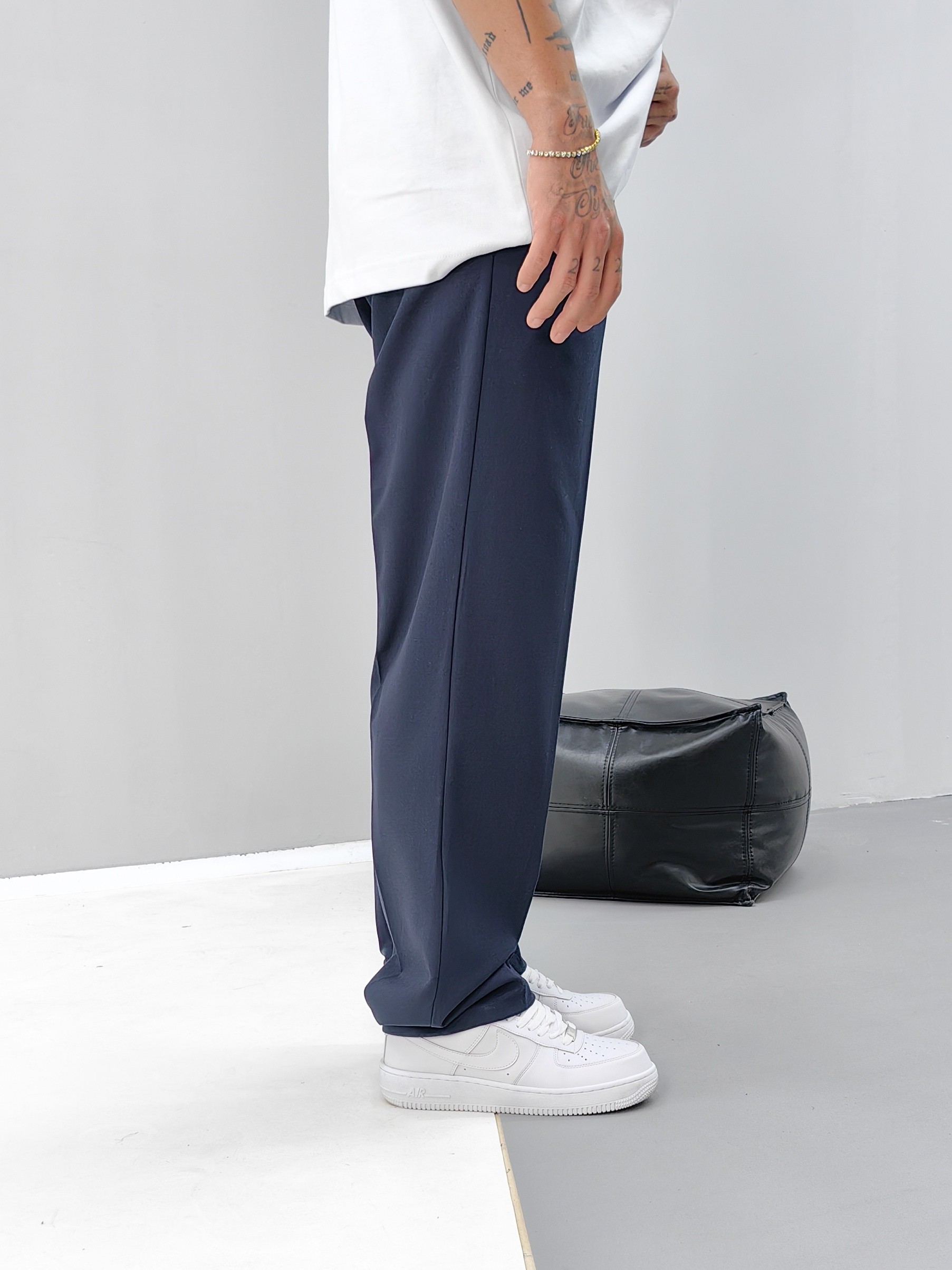 Lacivert Baggy Kumaş Pantolon