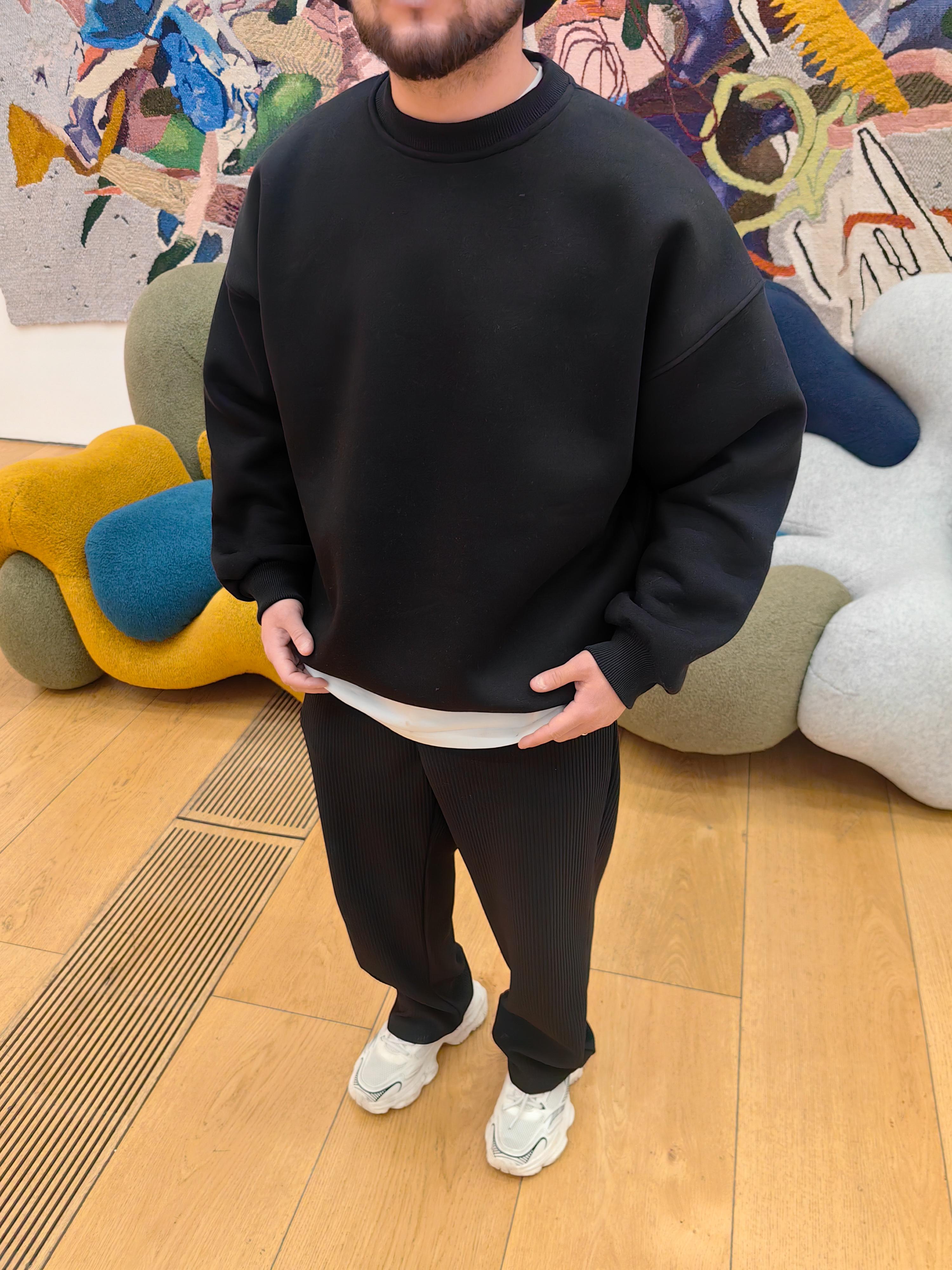 Black Basic Extra Oversize Sweatshirt