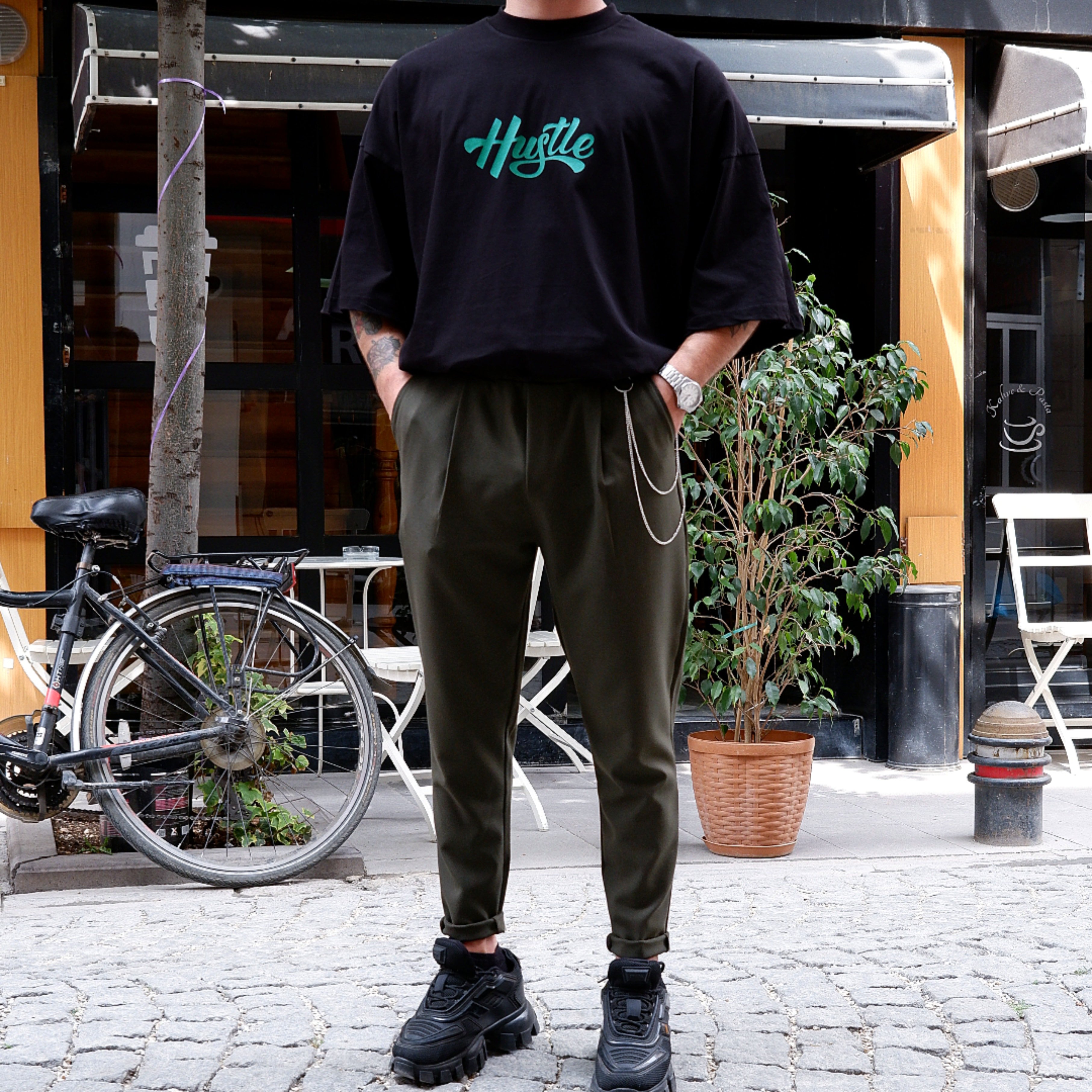 Hustle Extra Oversize Siyah Tshirt
