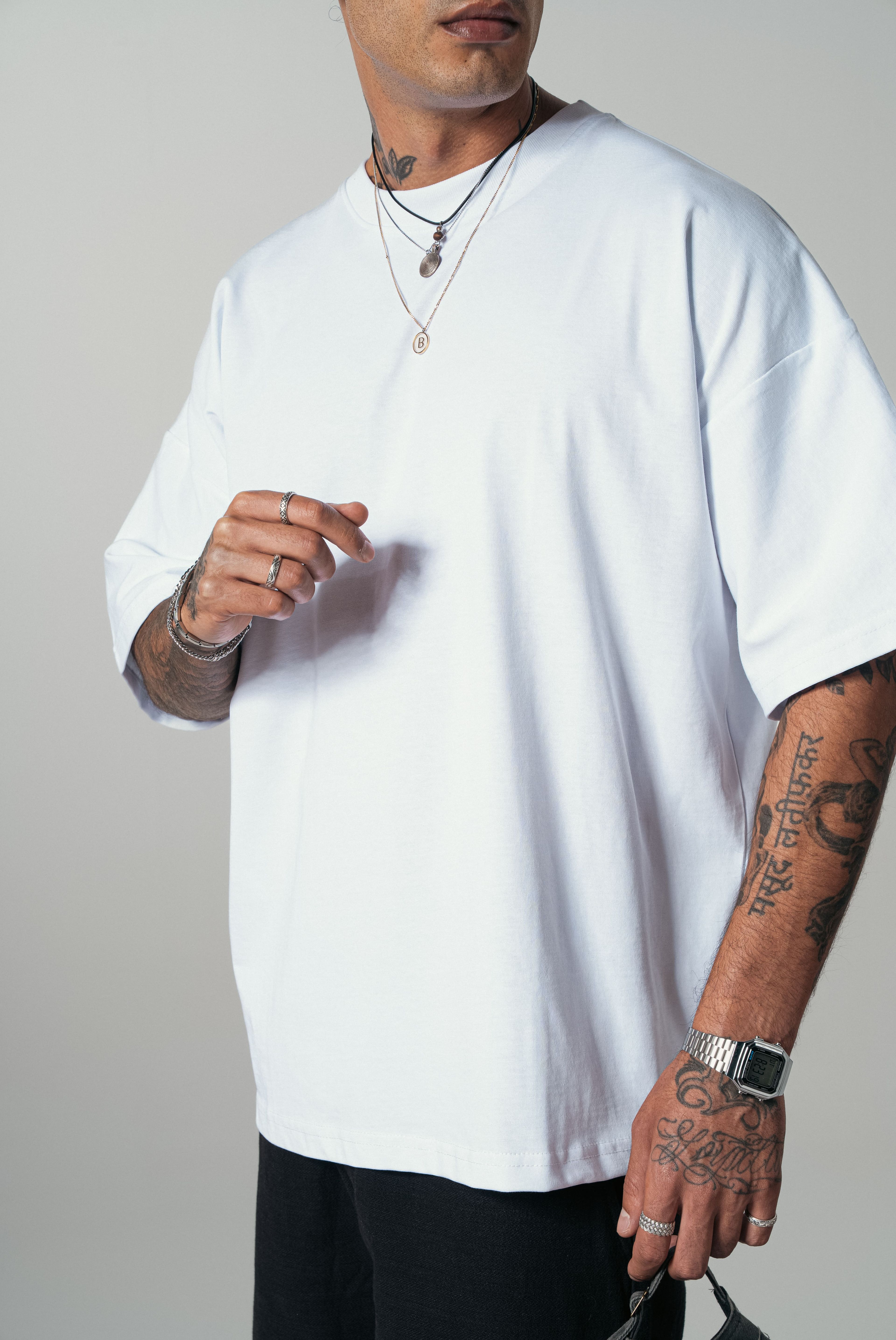 Beyaz Extra Oversize Basic Tshirt