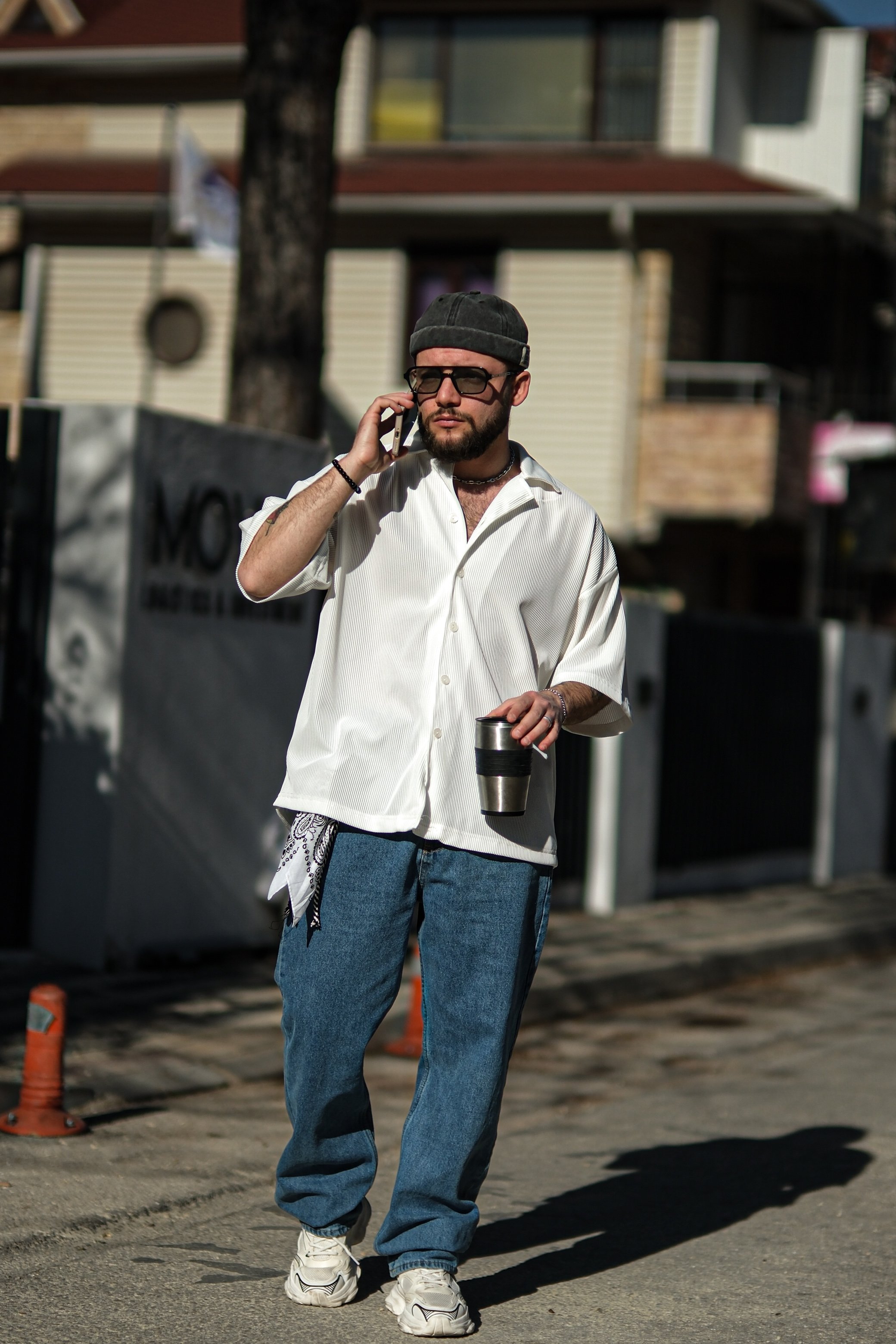 Extra Oversize Fitilli Beyaz Gömlek Kısa Kollu