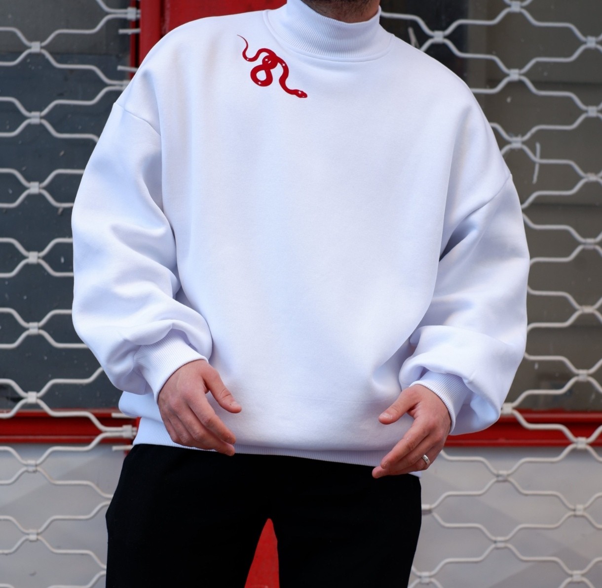 Snake Ekstra Oversize Boğazlı Sweatshirt