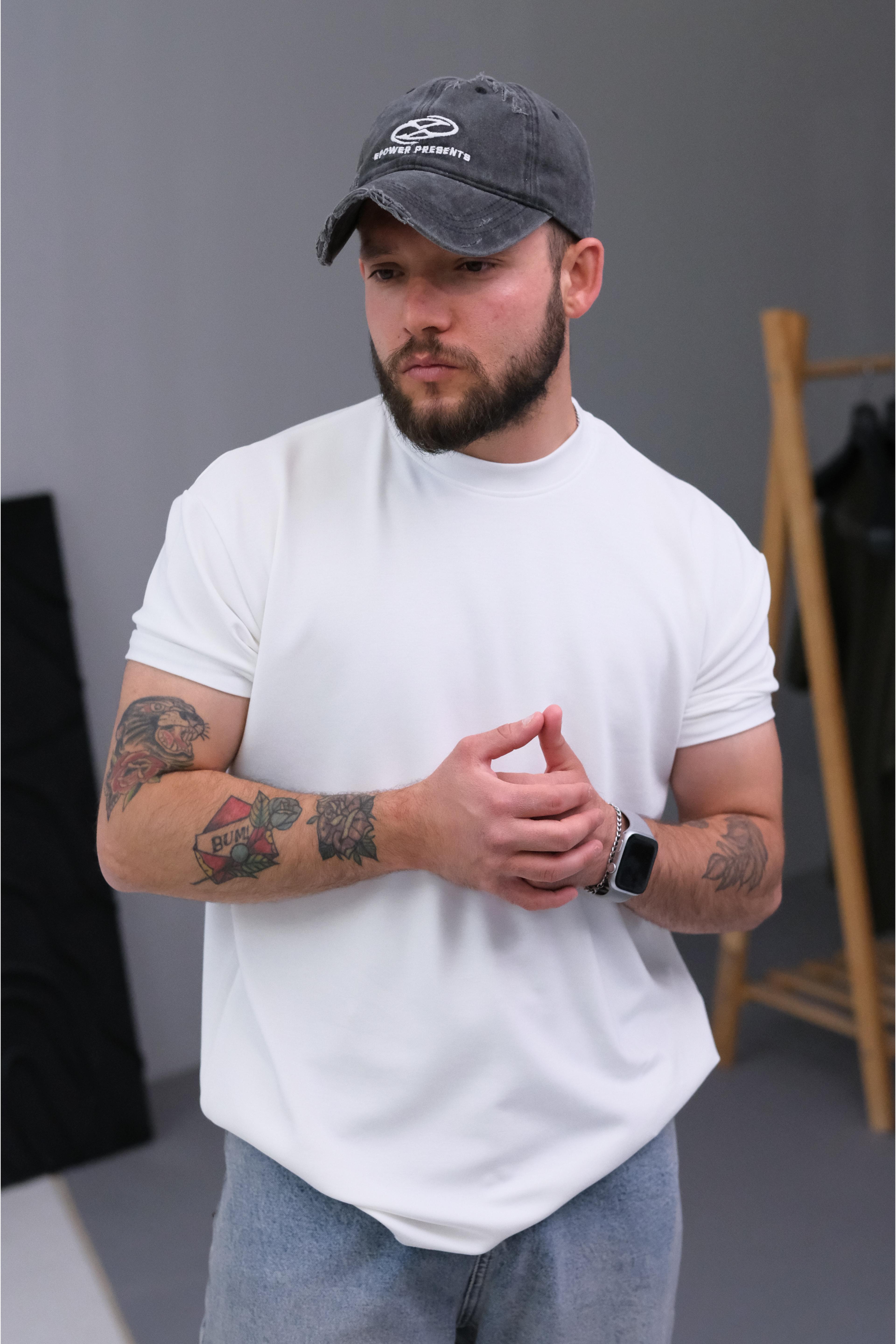 Beyaz Casual Özel Tasarım Tshirt 