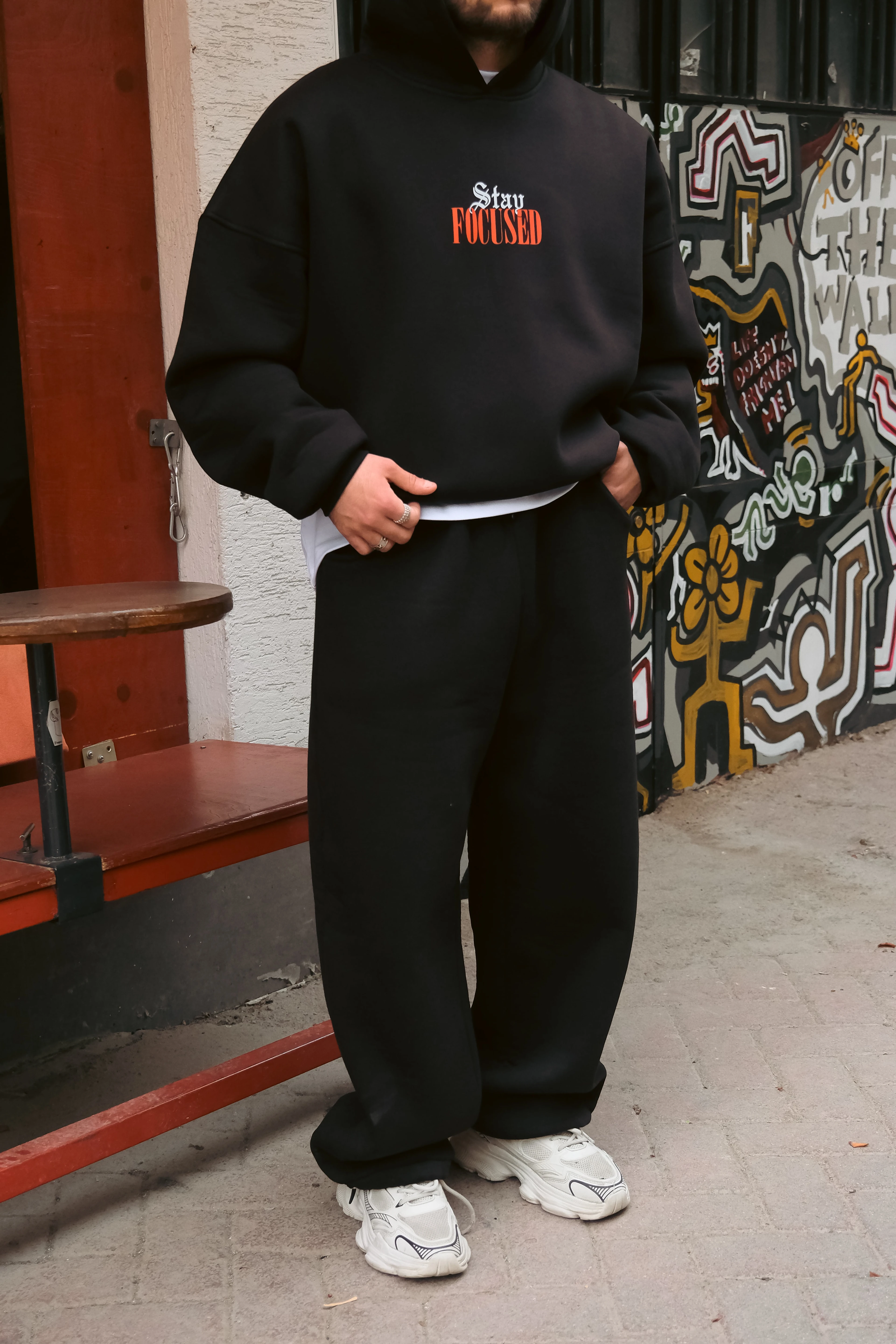 Stay Focused Bomber Extra Oversize Siyah Hoodie