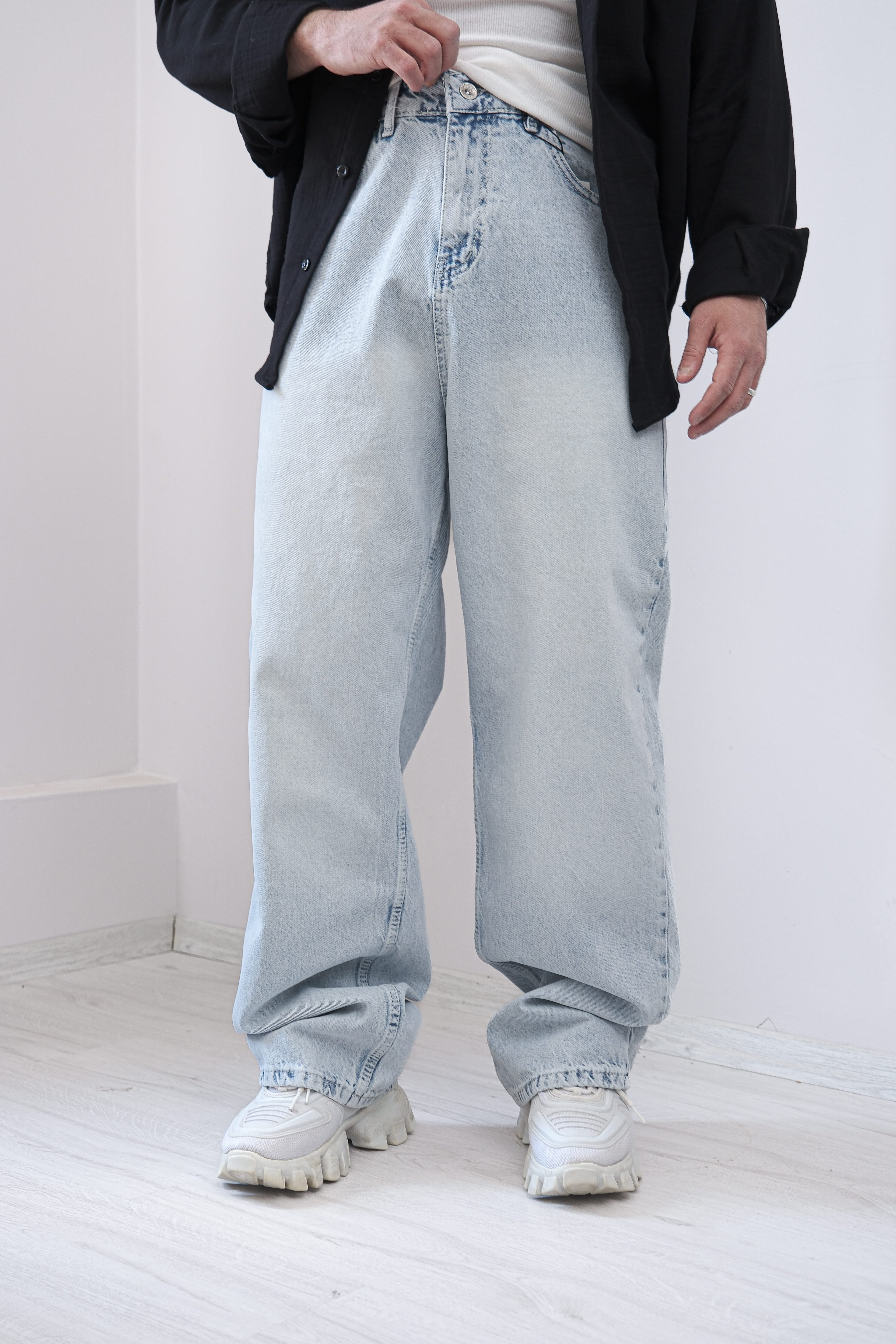 Eskitme Buz Mavi Jeans Premium Kalite 