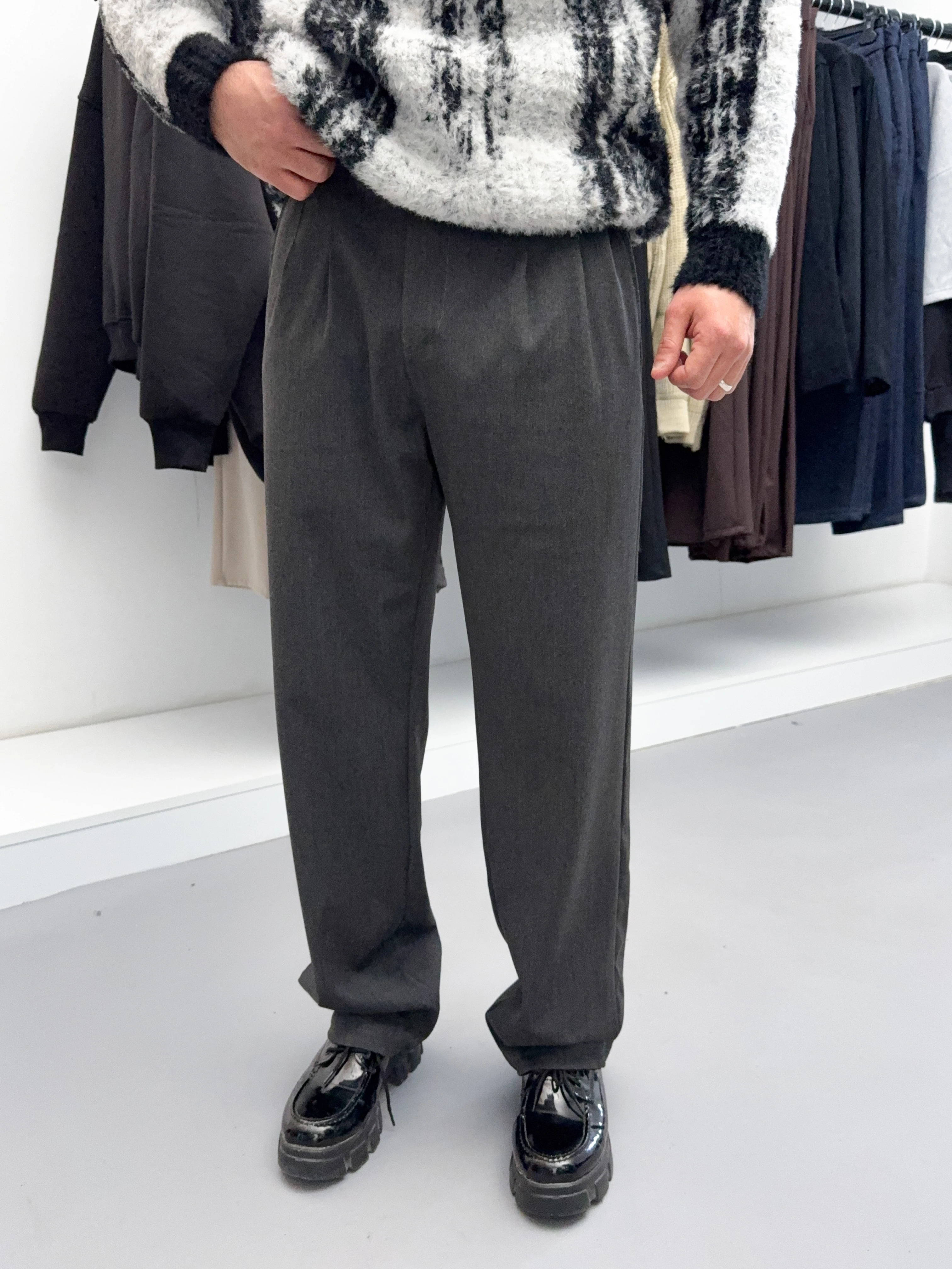 Antrasit Baggy Kumaş Pantolon